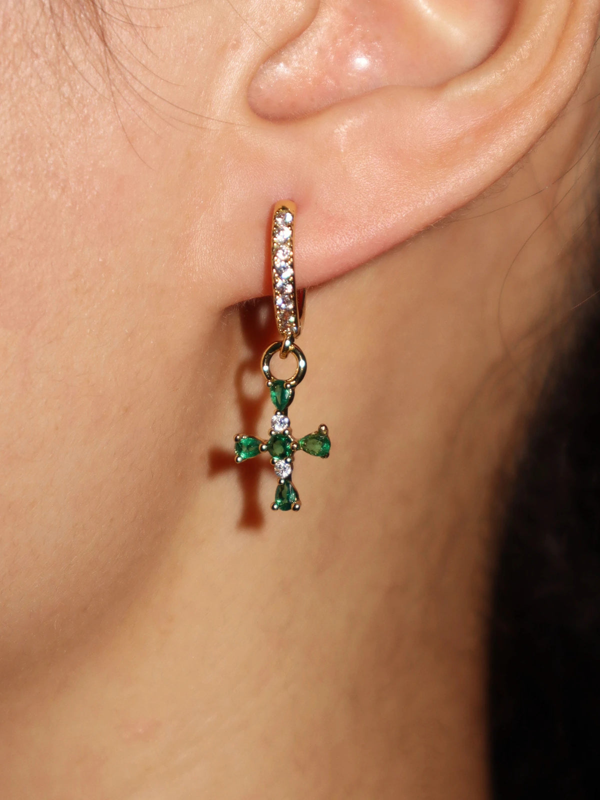 Breenda Green Cross Earrings