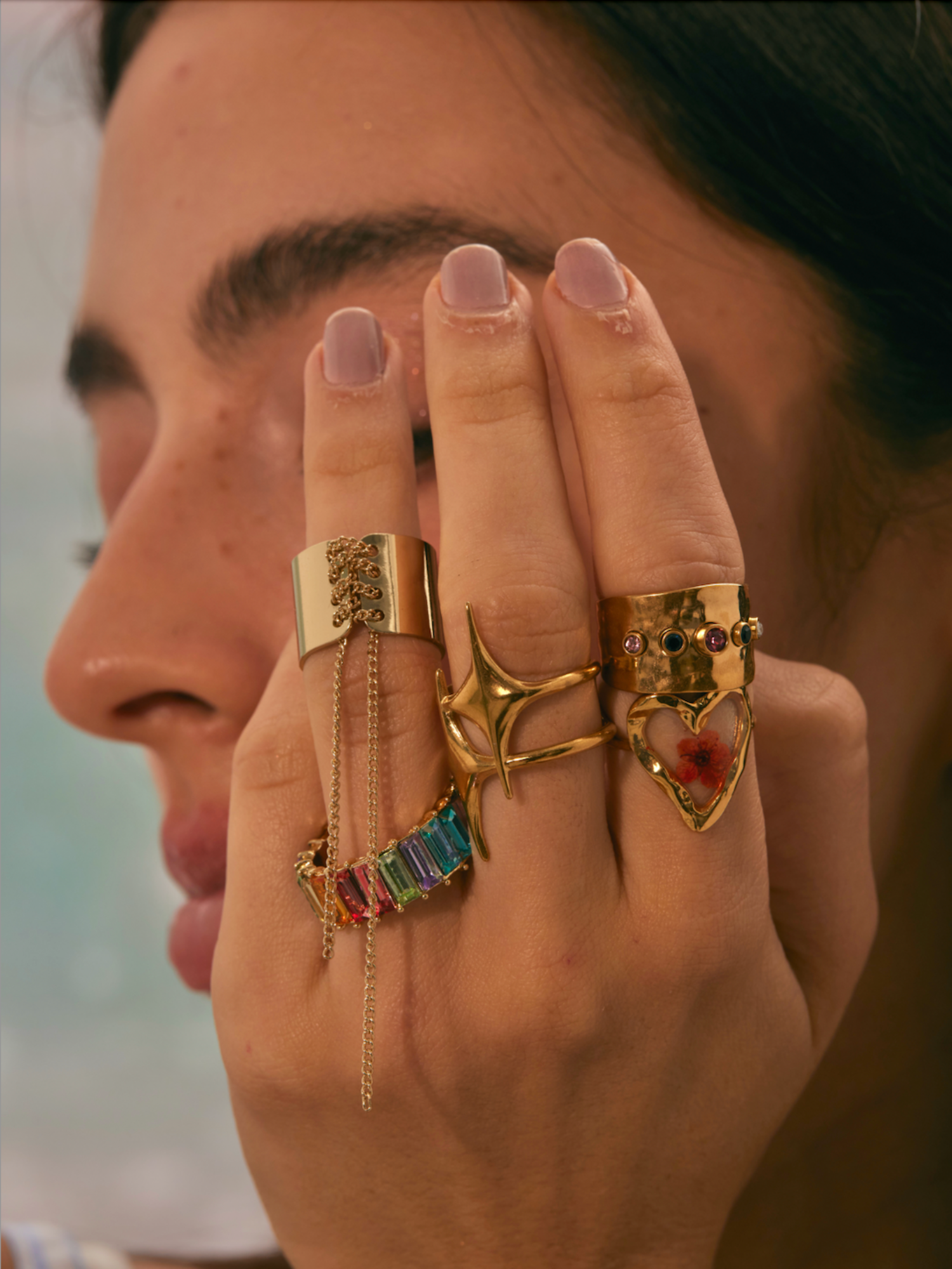 Lilian Flower Golden Ring B - Kuri Jewelry