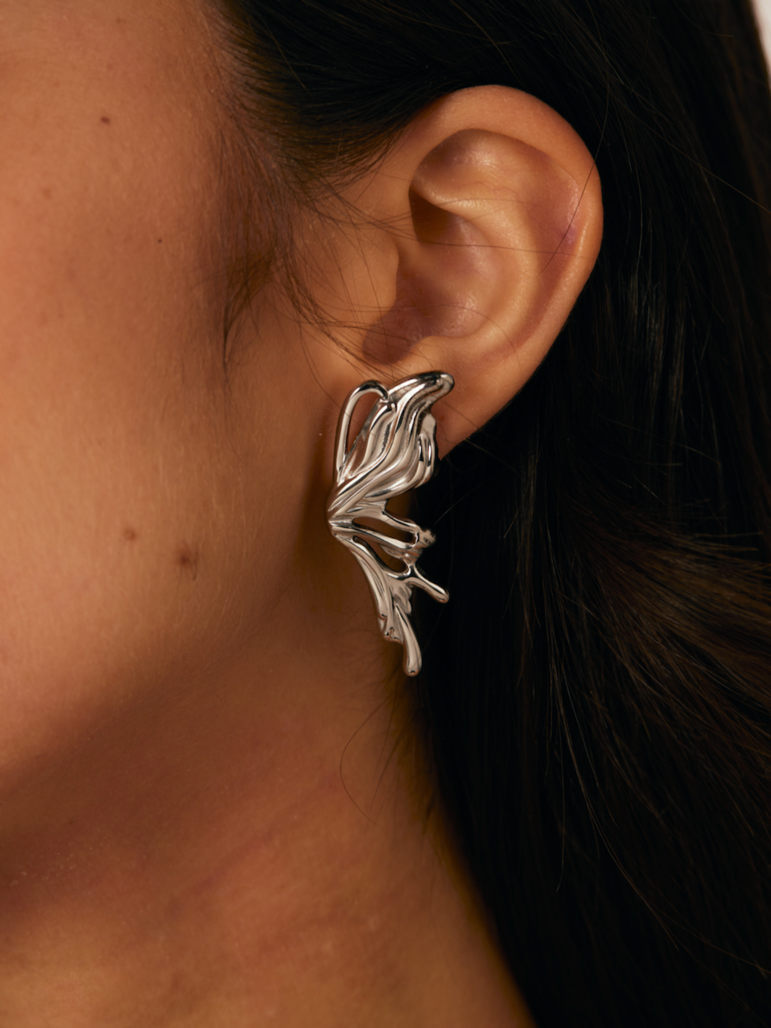Vanessa Gothic Silver Butterfly Earrings
