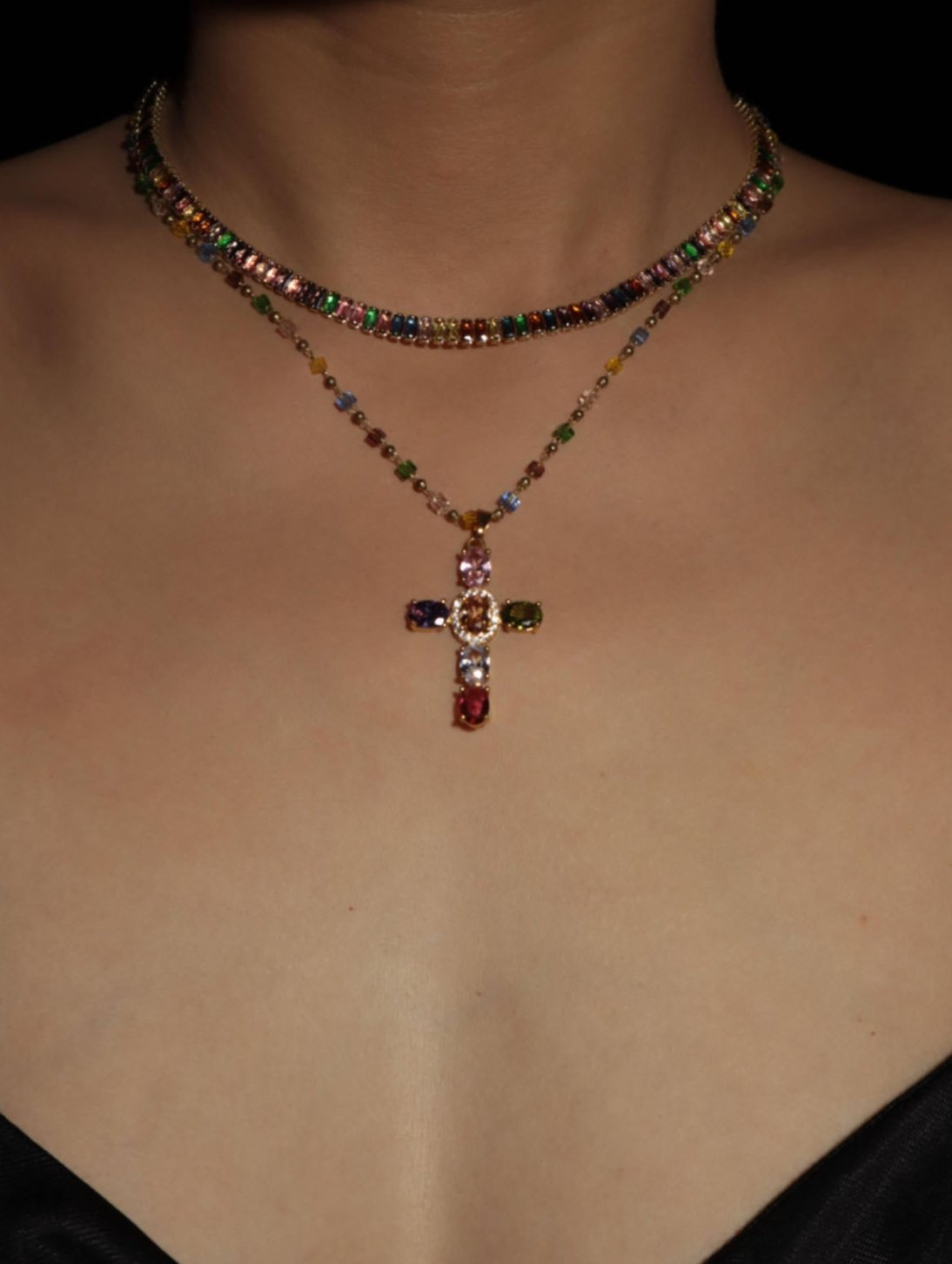 Mamie Colorful Cross Beaded Necklace - Kuri Jewelry