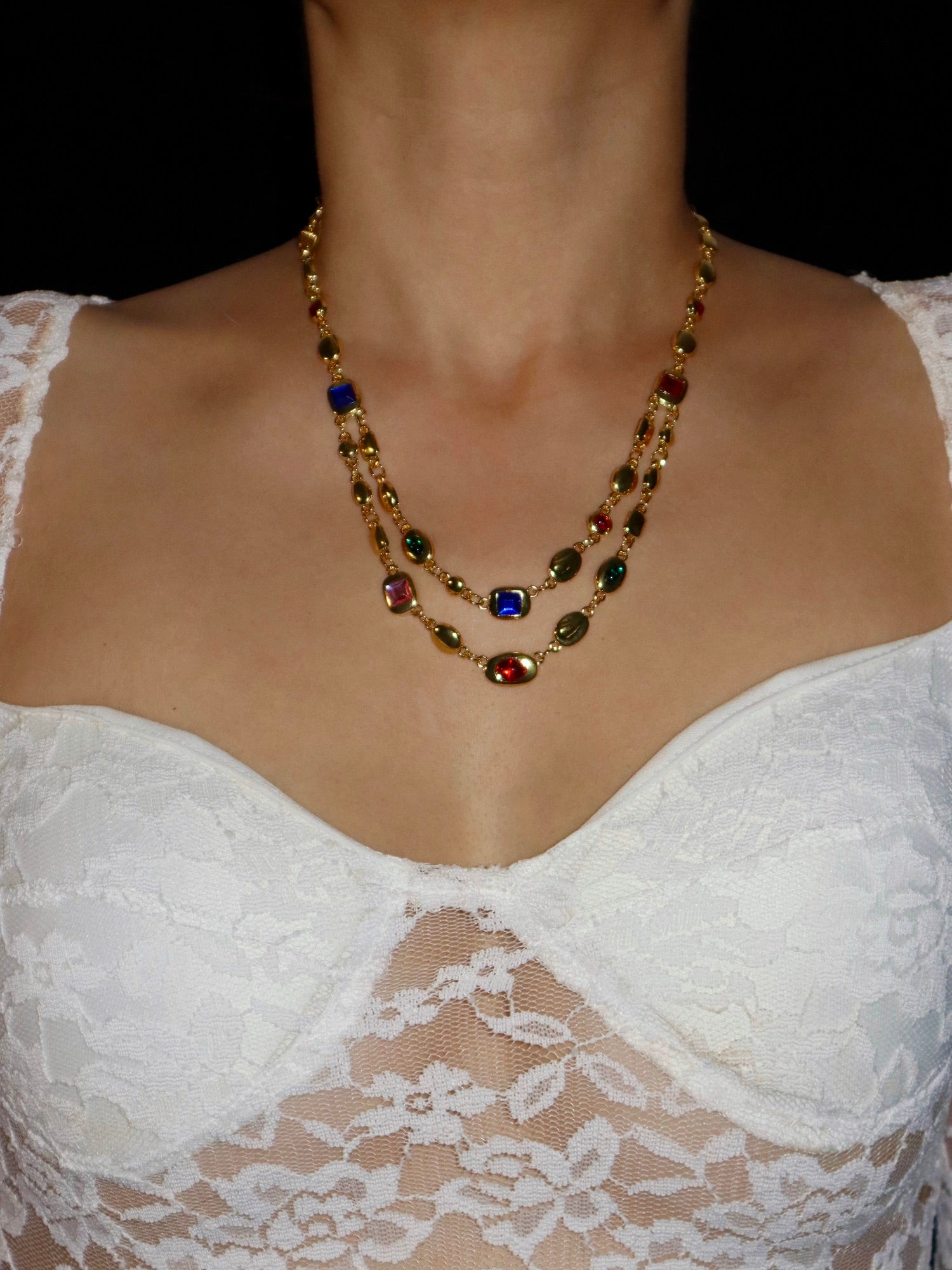 Aditi Colored Layered Chain Necklace | Elegant Minimalist Jewelry – Kuri