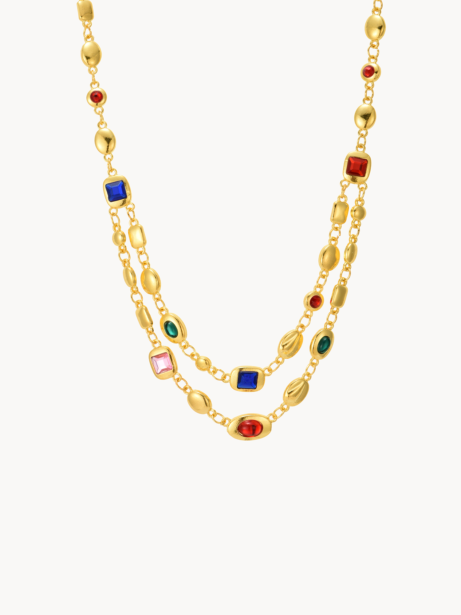 Aditi Colored Layered Chain Necklace | Elegant Minimalist Jewelry – Kuri