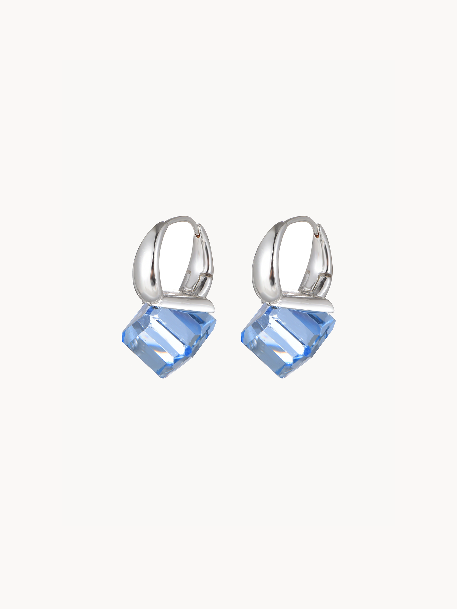 Blue Cube Silver Earrings