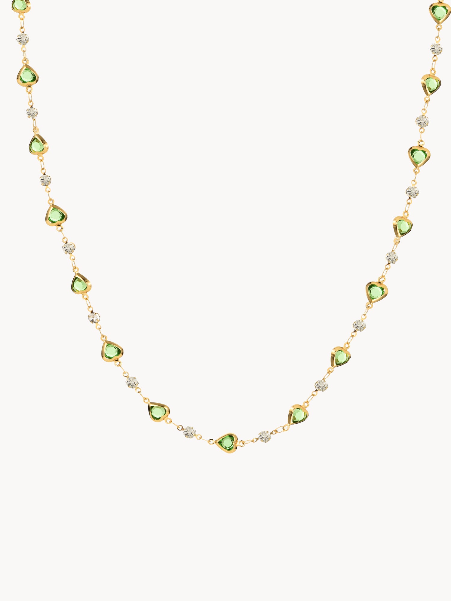 Margaret Green Hearts Long Necklace - Kuri Jewelry