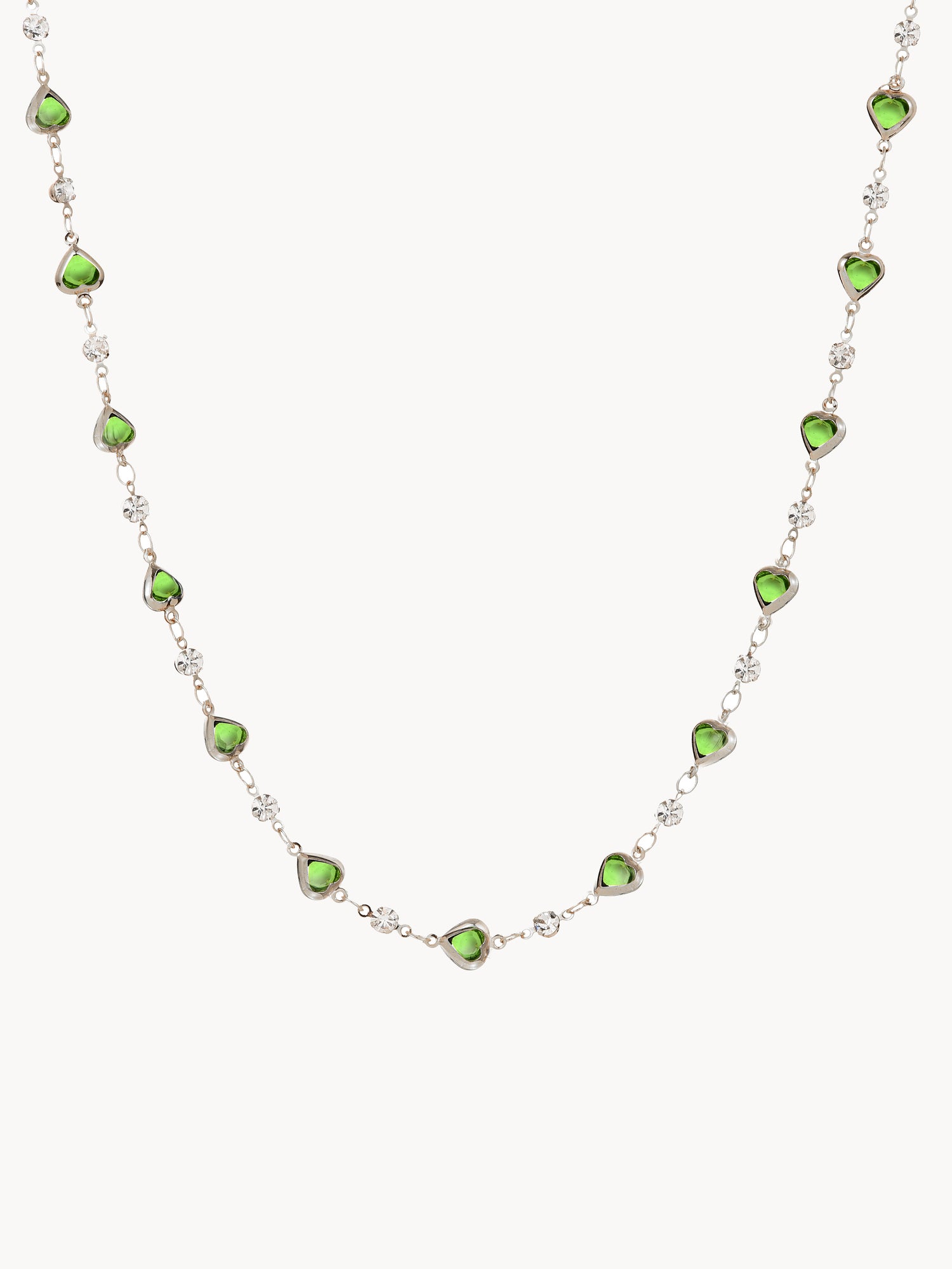 Margaret Green Hearts Silver Necklace - Kuri Jewelry