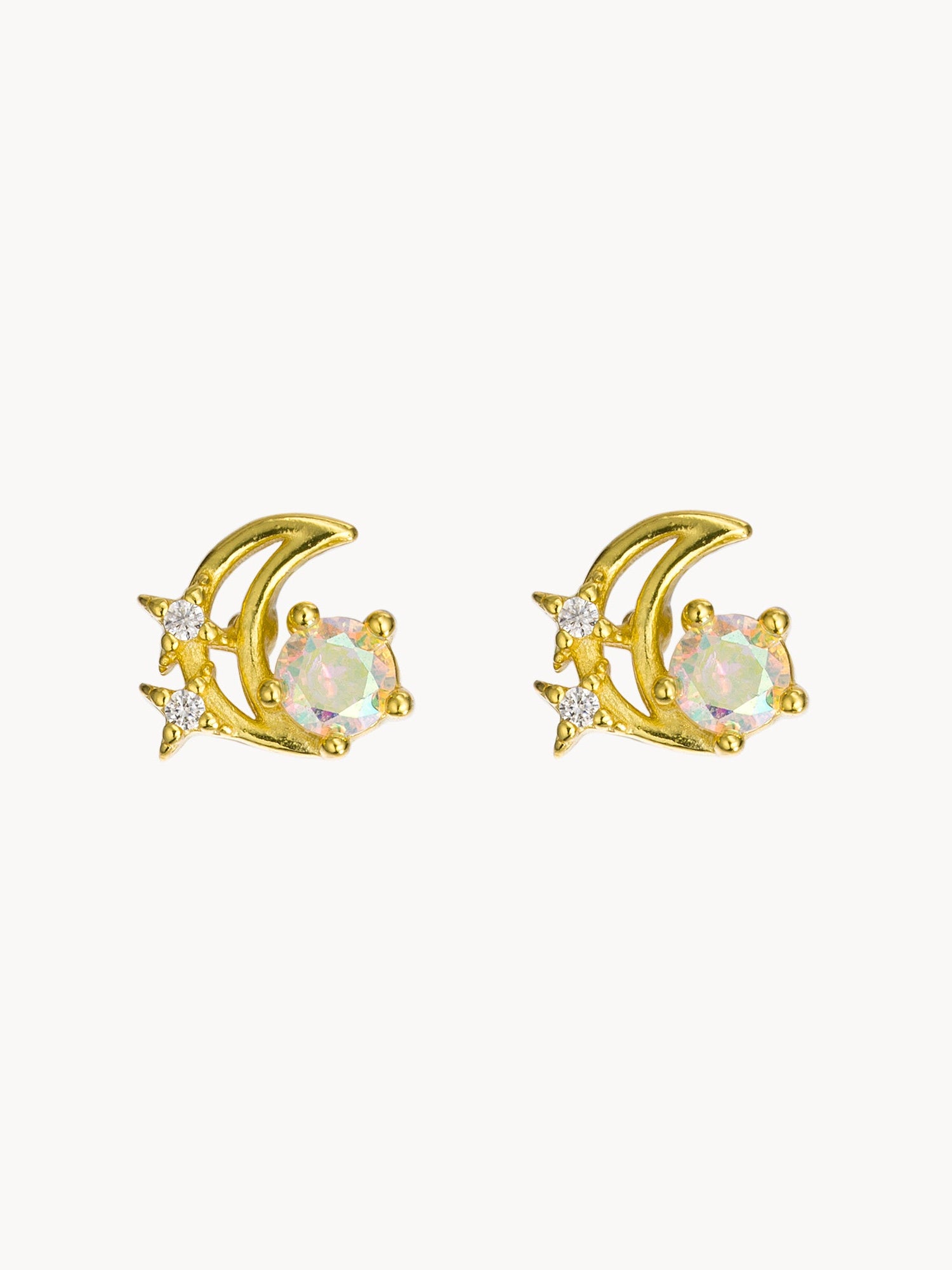Petit Moon Star Stud Earrings - Kuri Jewelry
