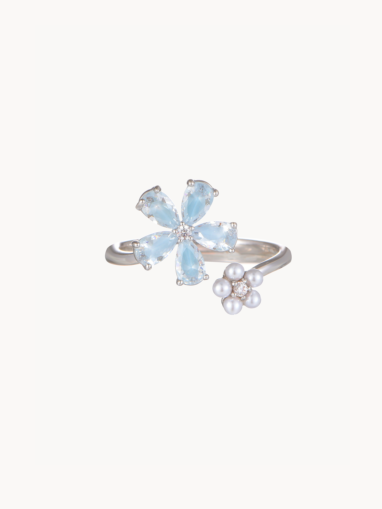 Deirdre Blue Flower & Pearl Ring
