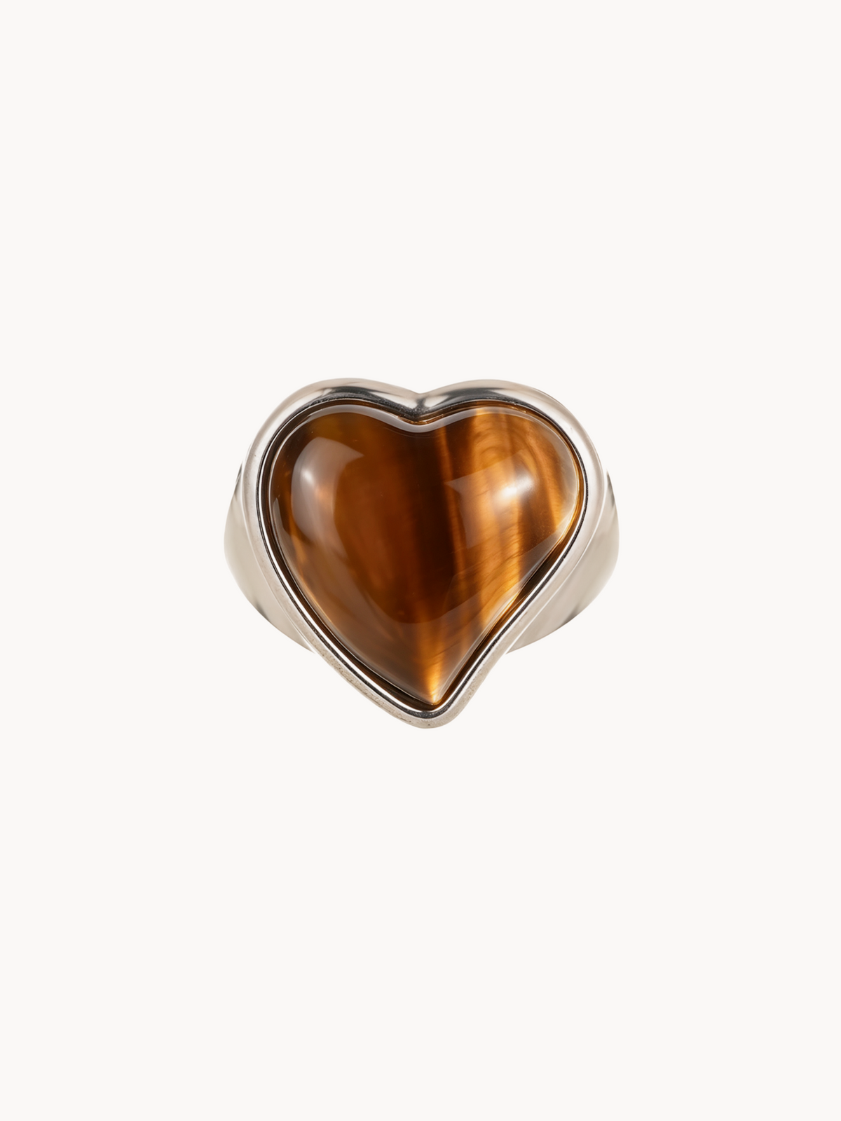 Eden Chunky Heart Tiger's Eye Ring