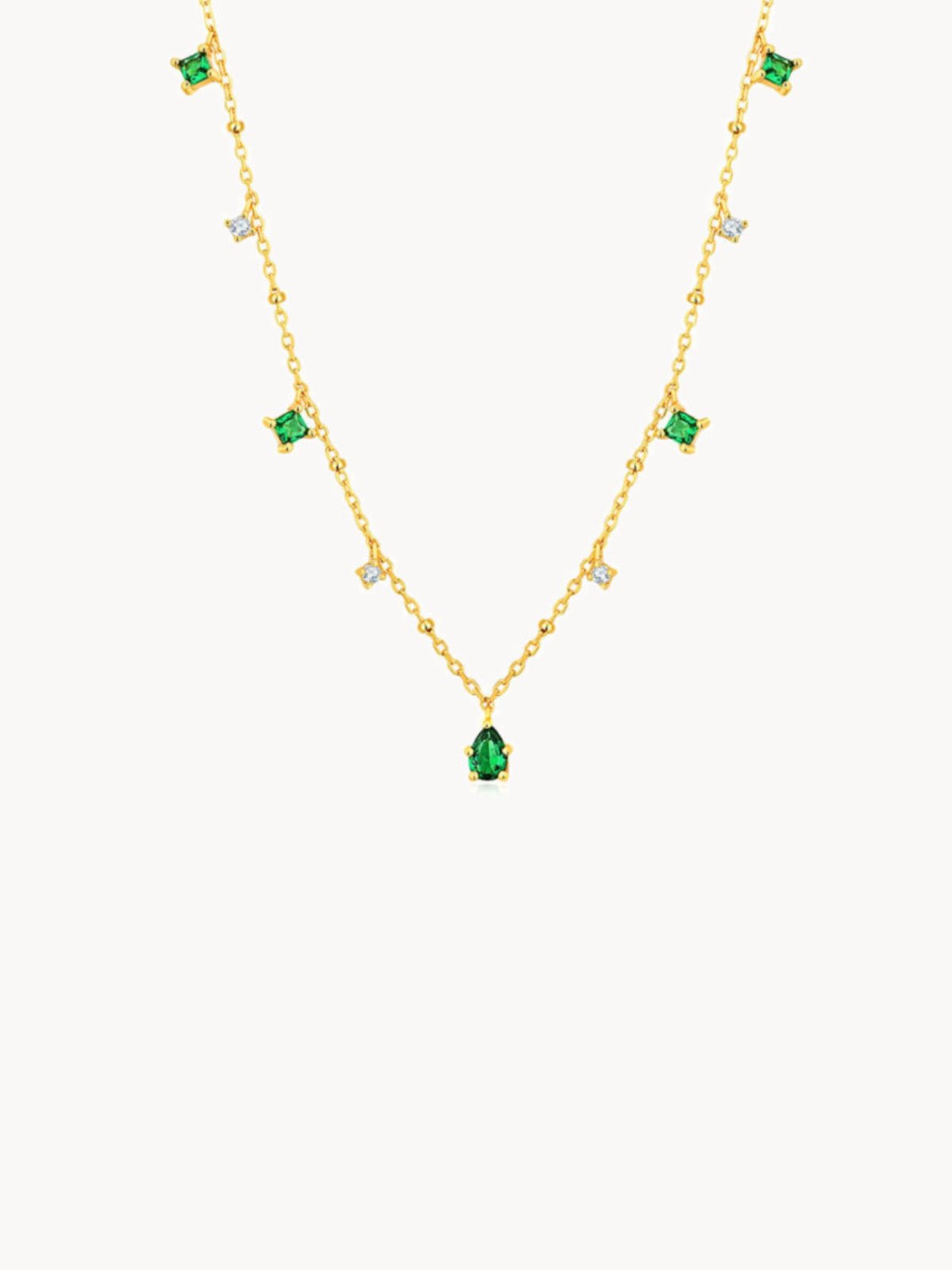 Emerald Green Golden Necklace - Kuri Jewelry