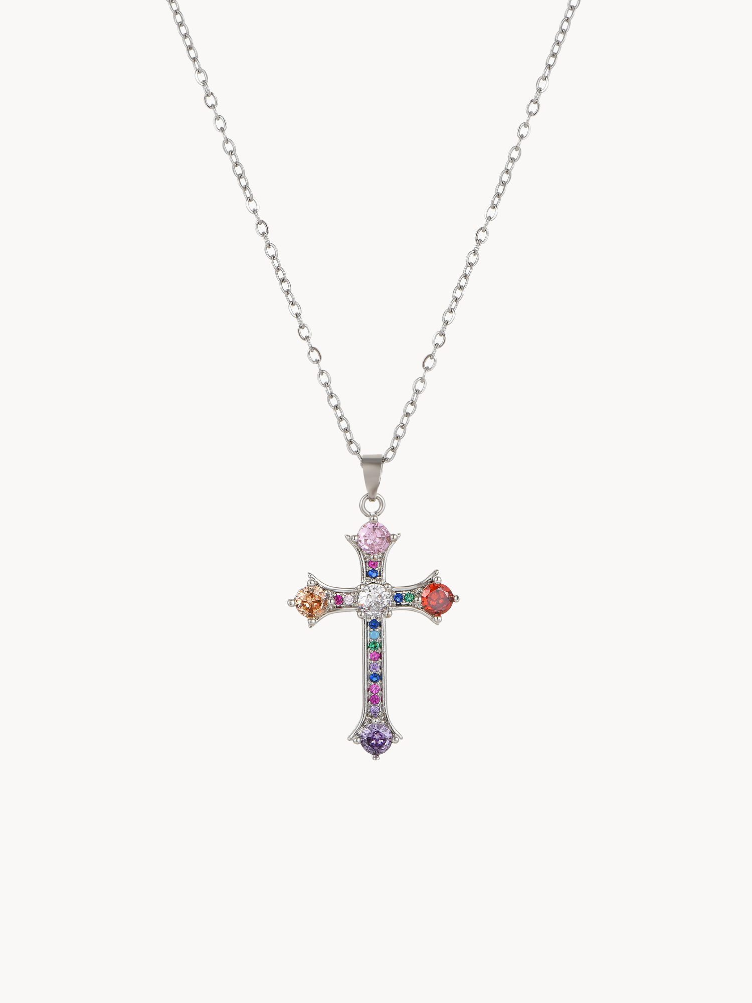 Natasha Colorful Cross Golden Necklace - Kuri Jewelry