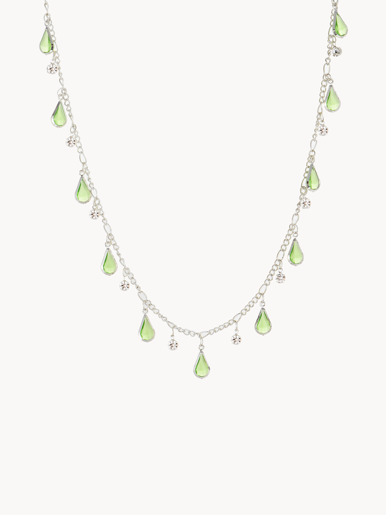 Alberta Green Waterdrop Silver Necklace