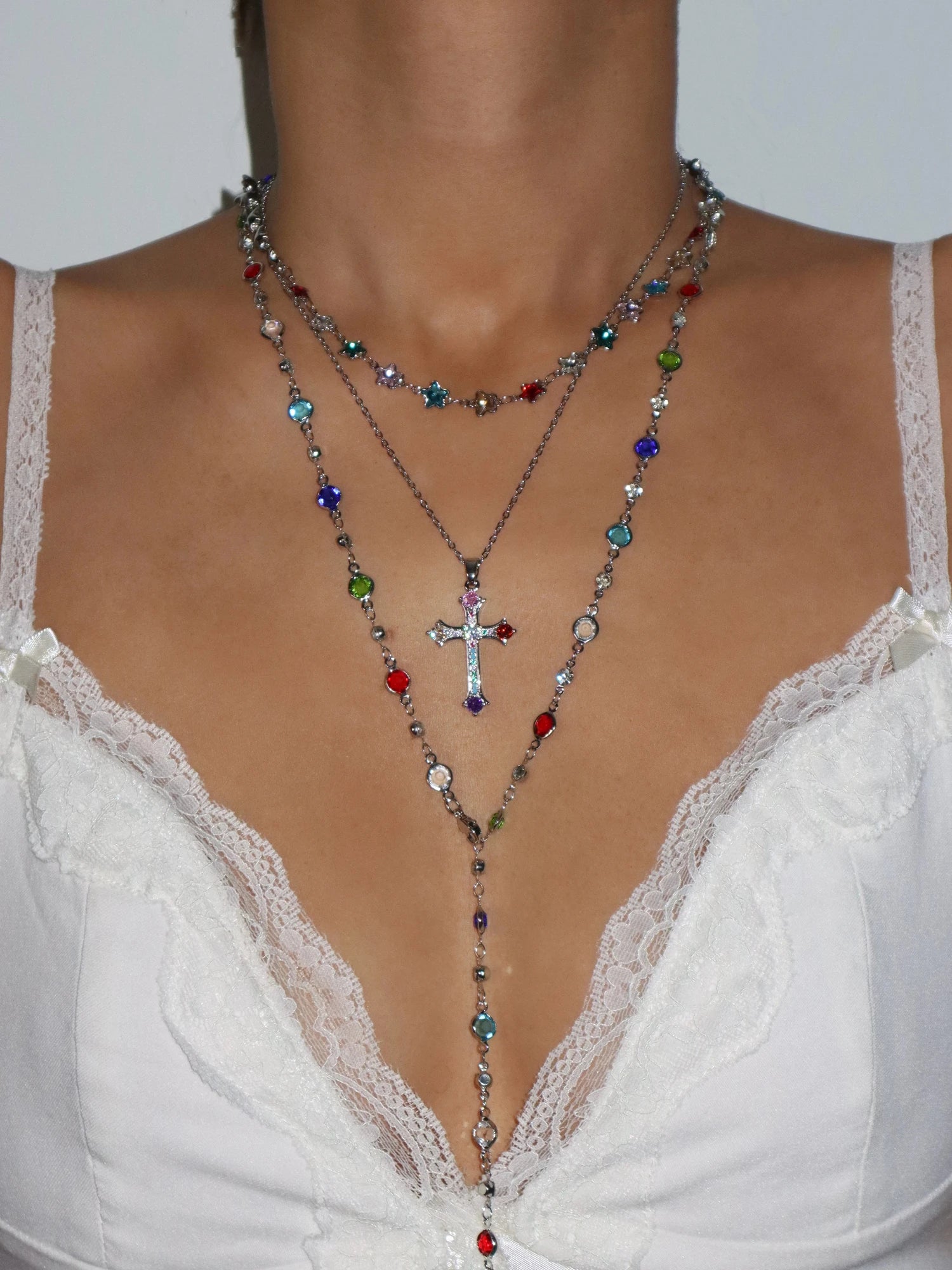 Arabela Colorful Stars Silver Necklace