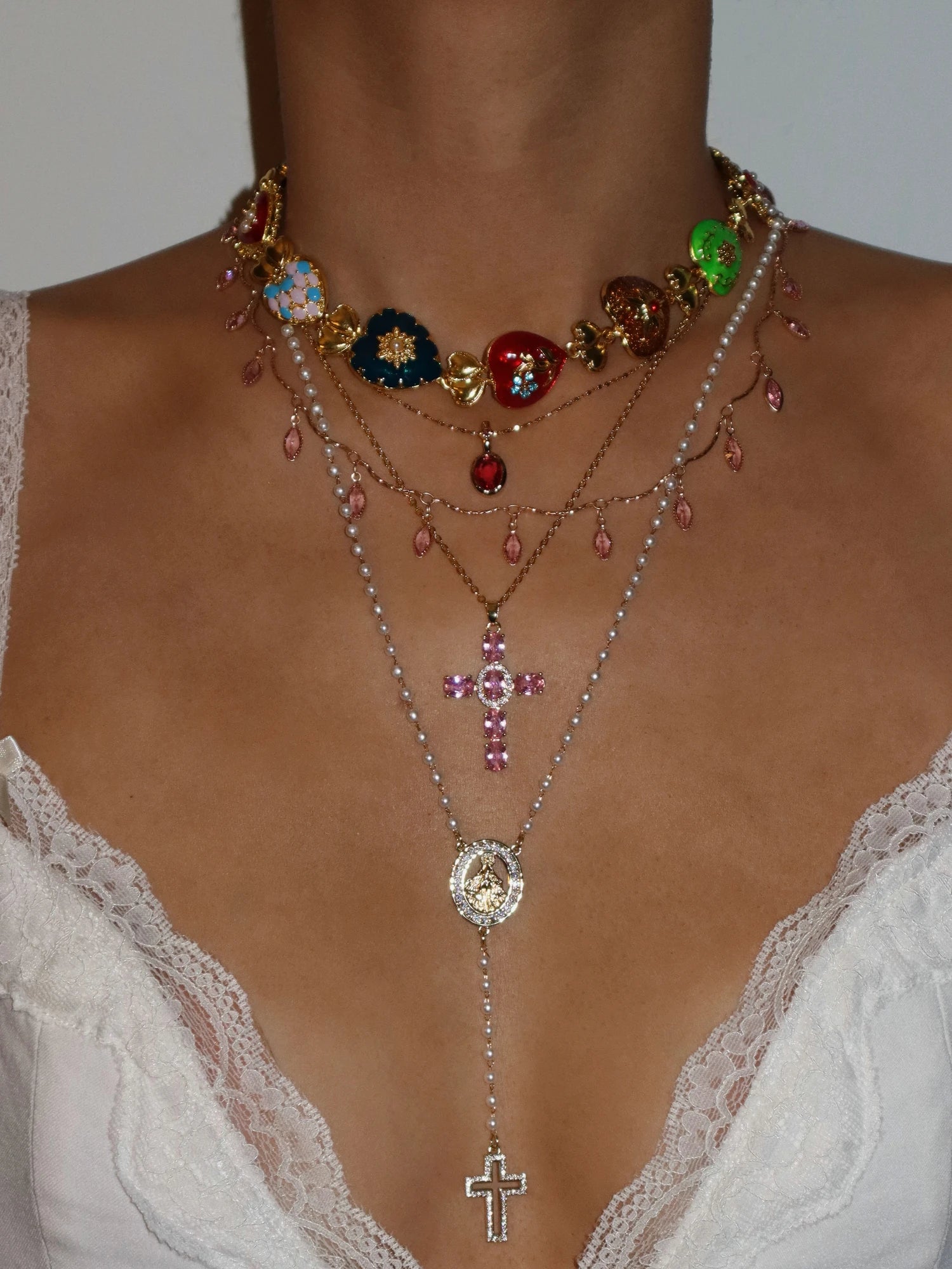 Alberta Horse Eye Pink Necklace - Kuri Jewelry