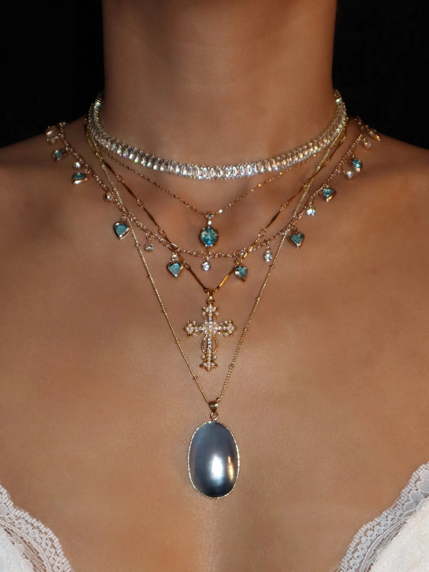 Blue Large Shell Necklace - Kuri Jewelry