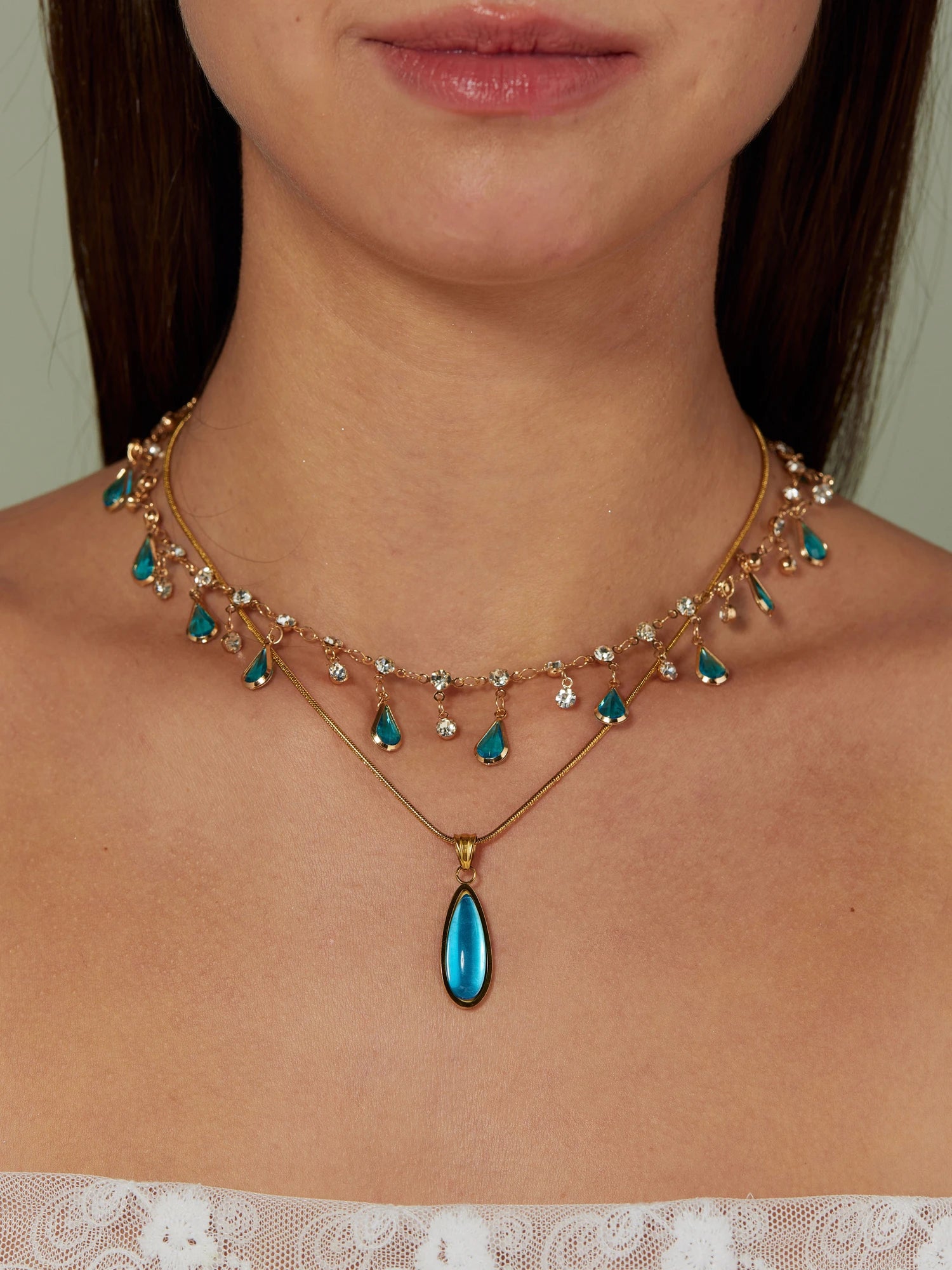 Constance Blue Waterdrop Necklace
