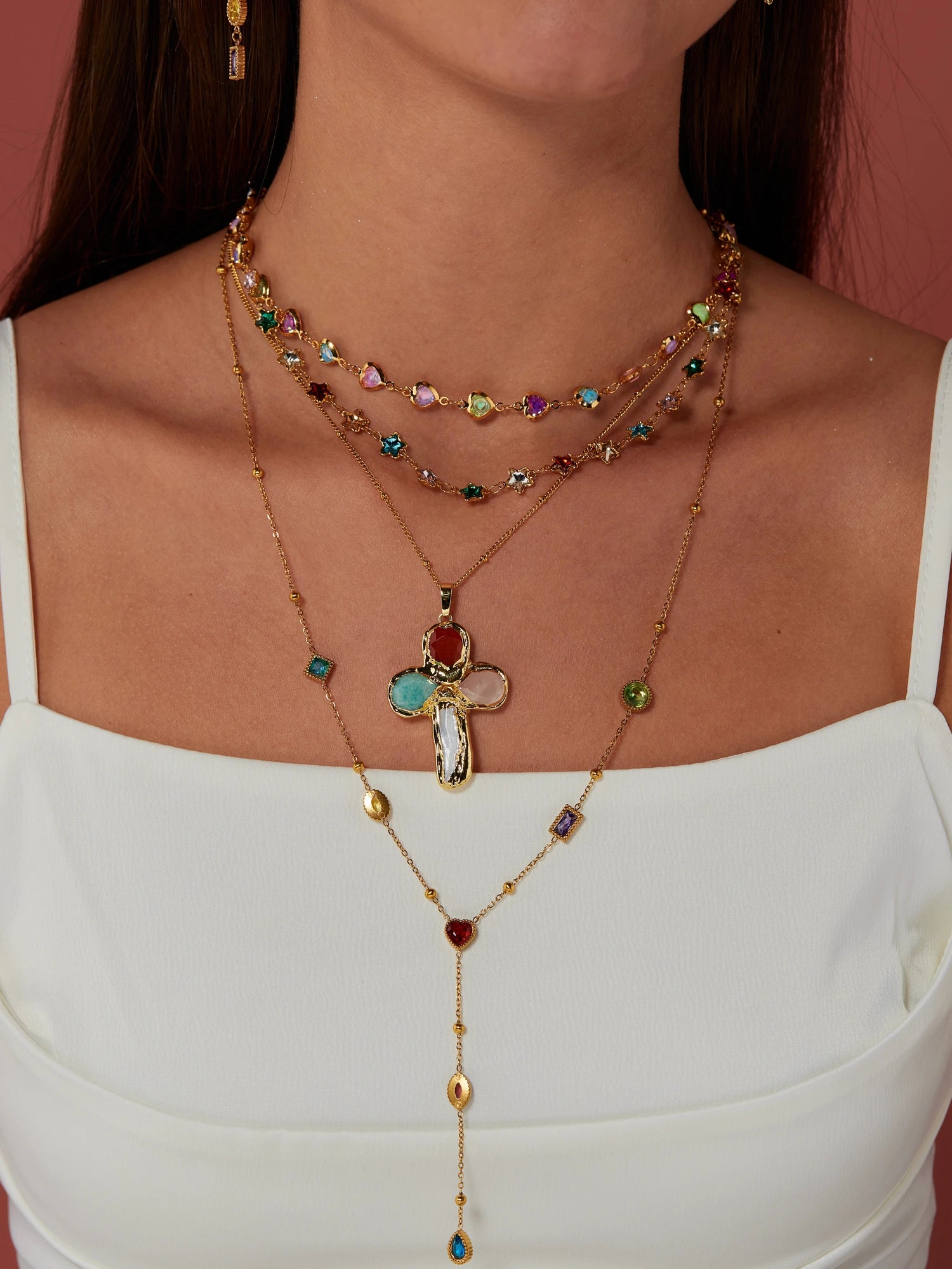 Rainbow Lariat Necklace - Kuri Jewelry