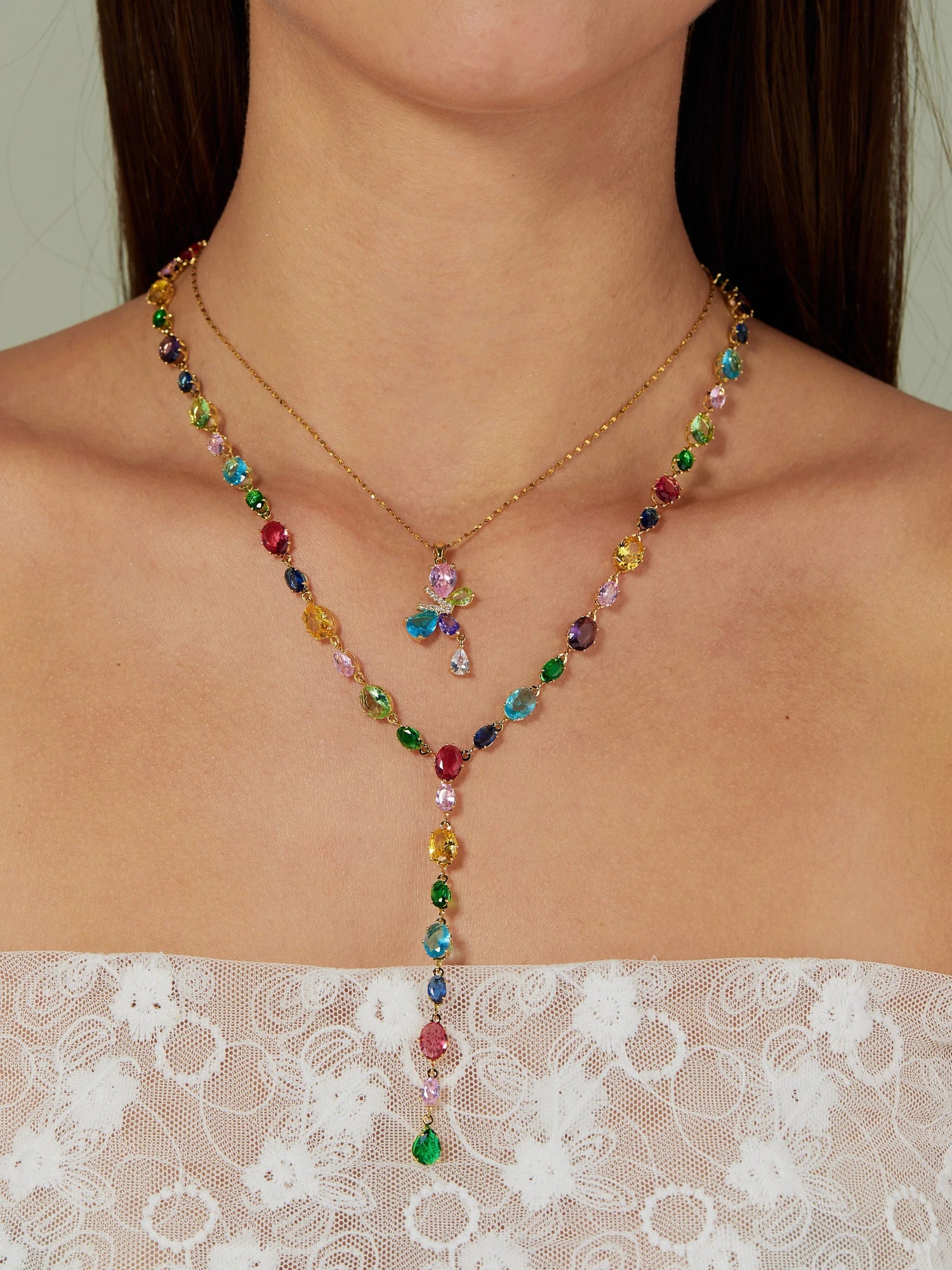 Debbie Colorful Lariat Necklace