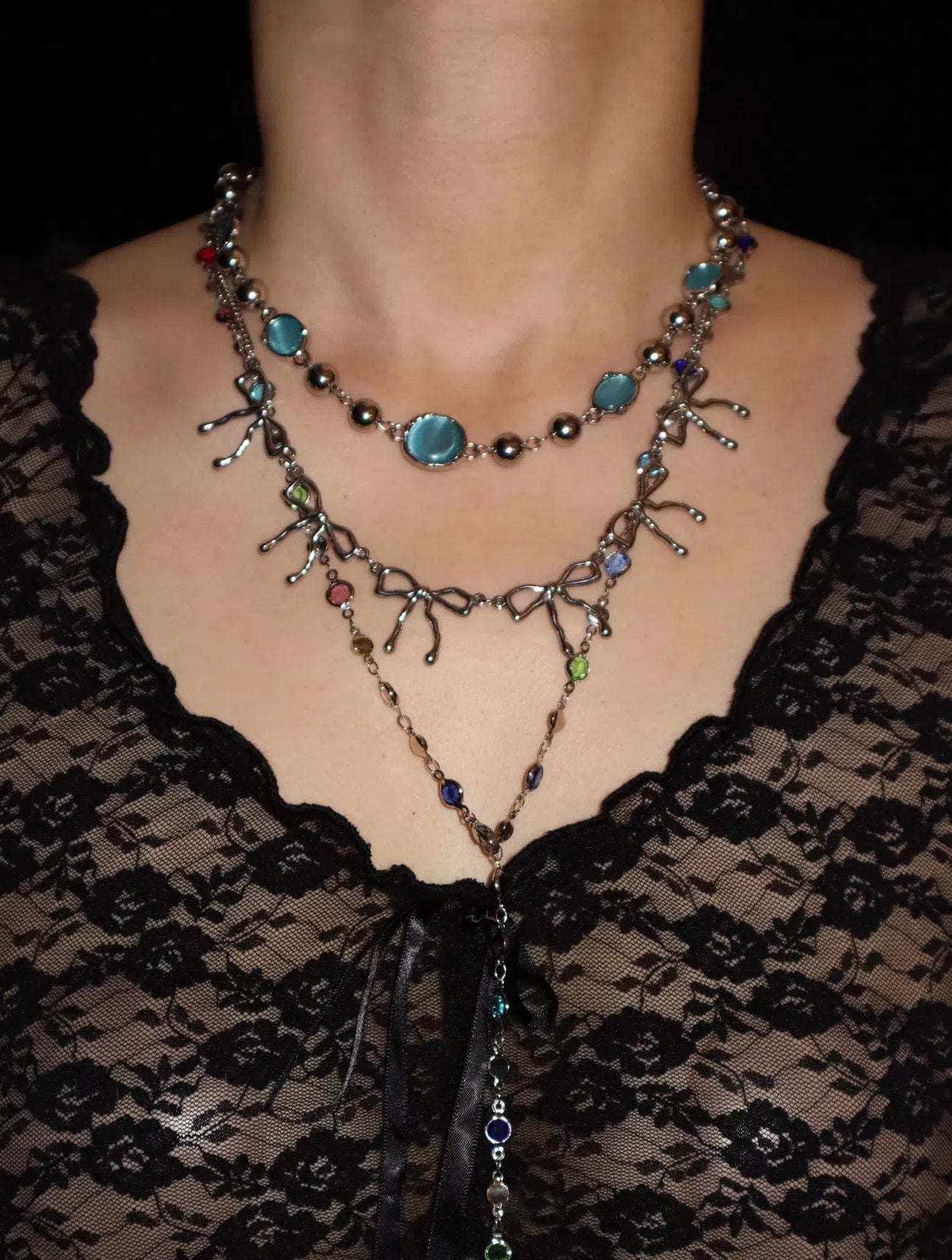 Cornelia Aqumarine Silver Chain Necklace - Kuri Jewelry