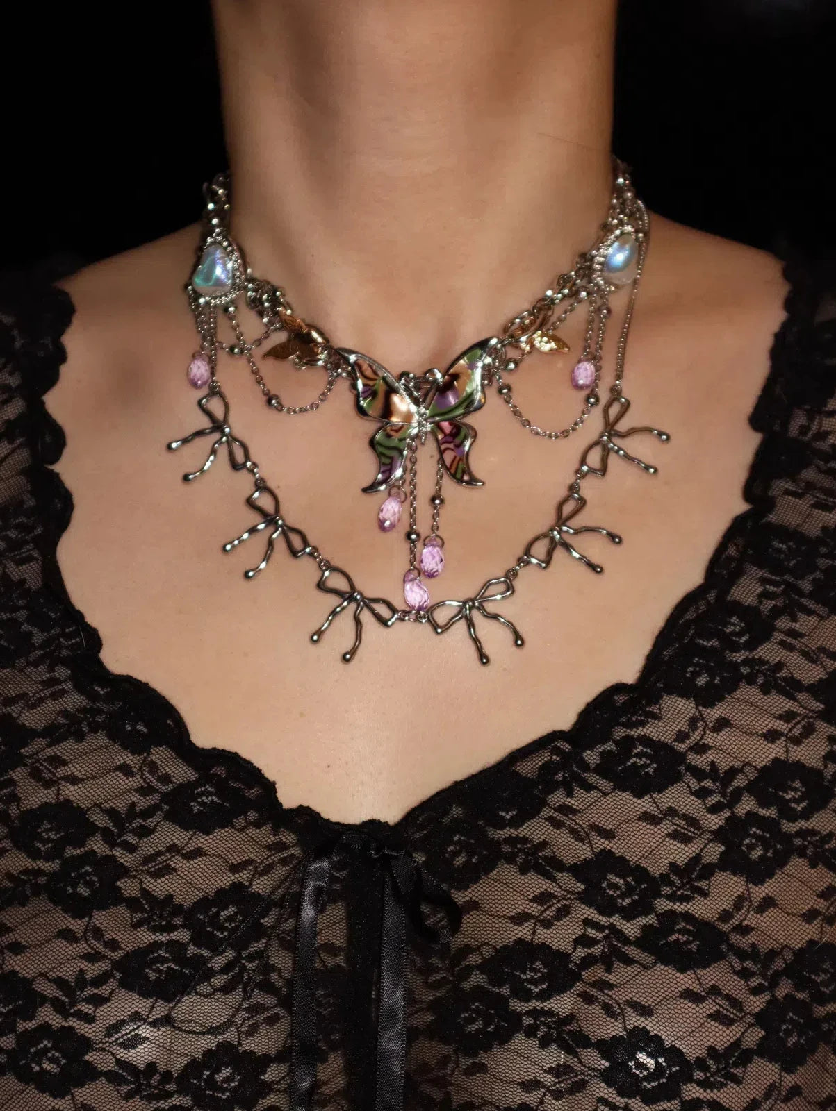 Vanessa Silver Bow Necklace - Kuri Jewelry