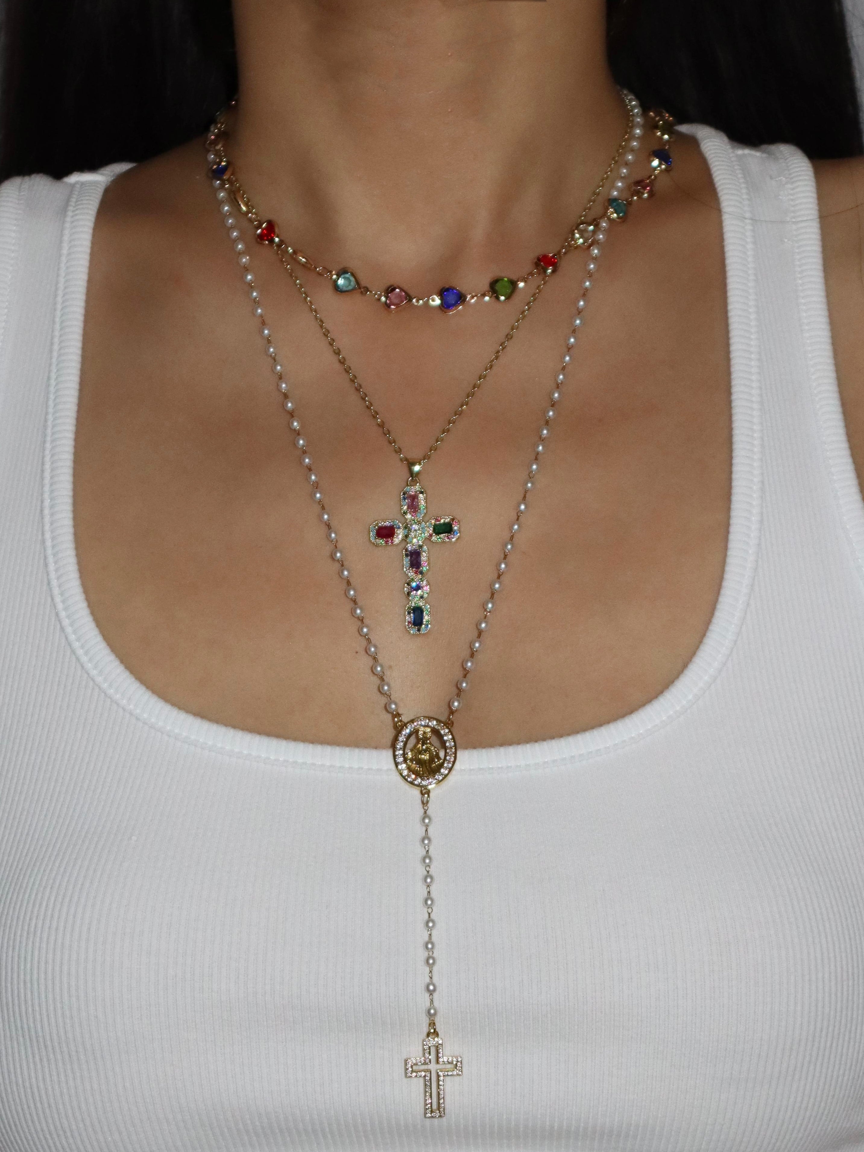 Margaret Colorful Hearts Necklace - Kuri Jewelry