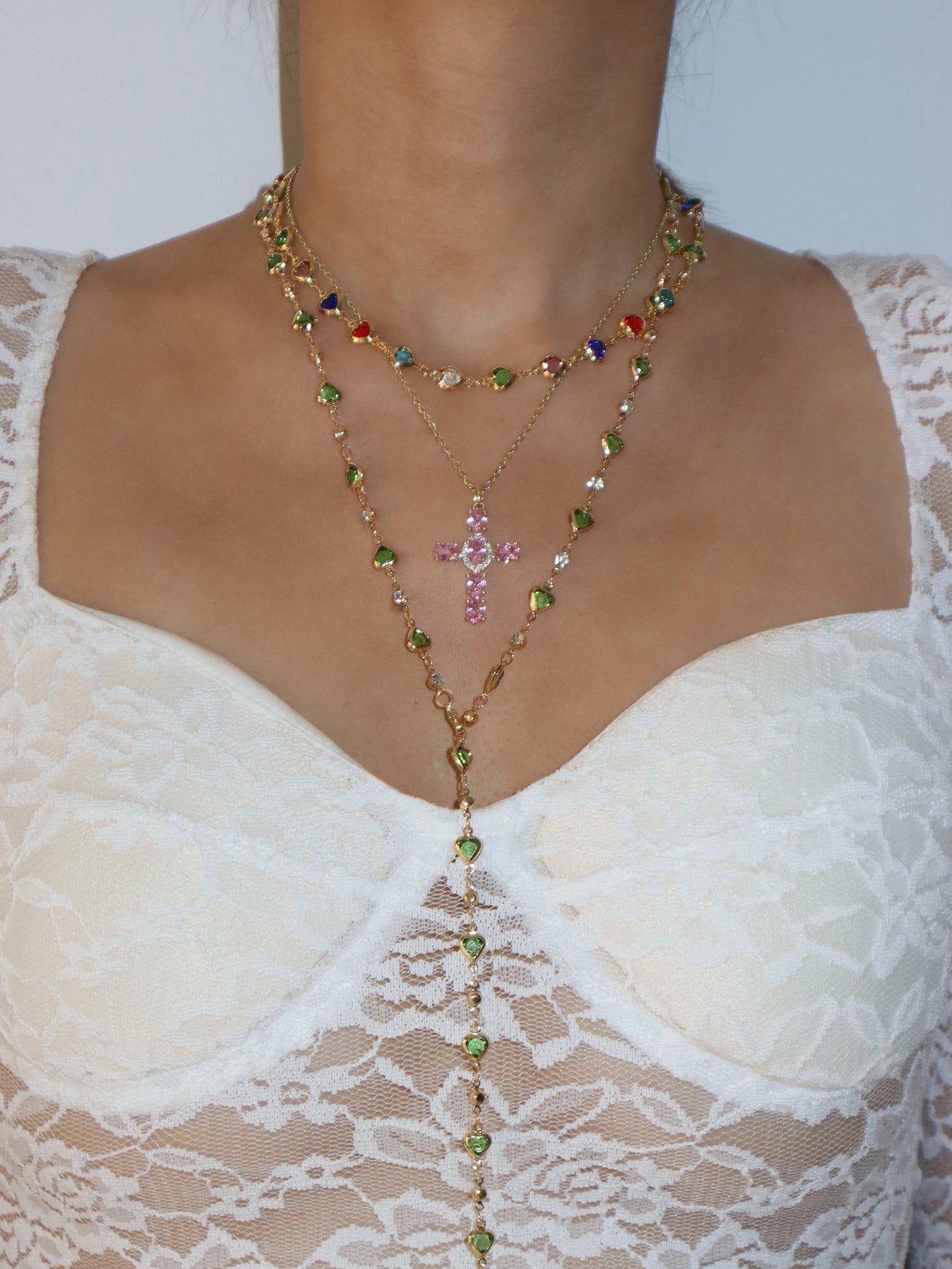 Margaret Colorful Hearts Necklace - Kuri Jewelry