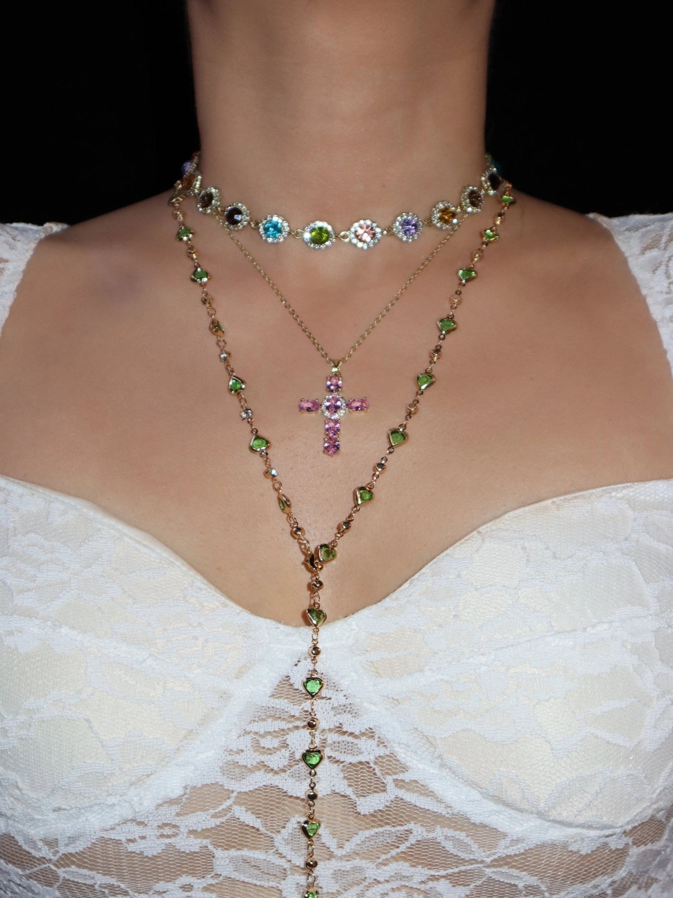 Elvira Pink Cross Necklace - Kuri Jewelry