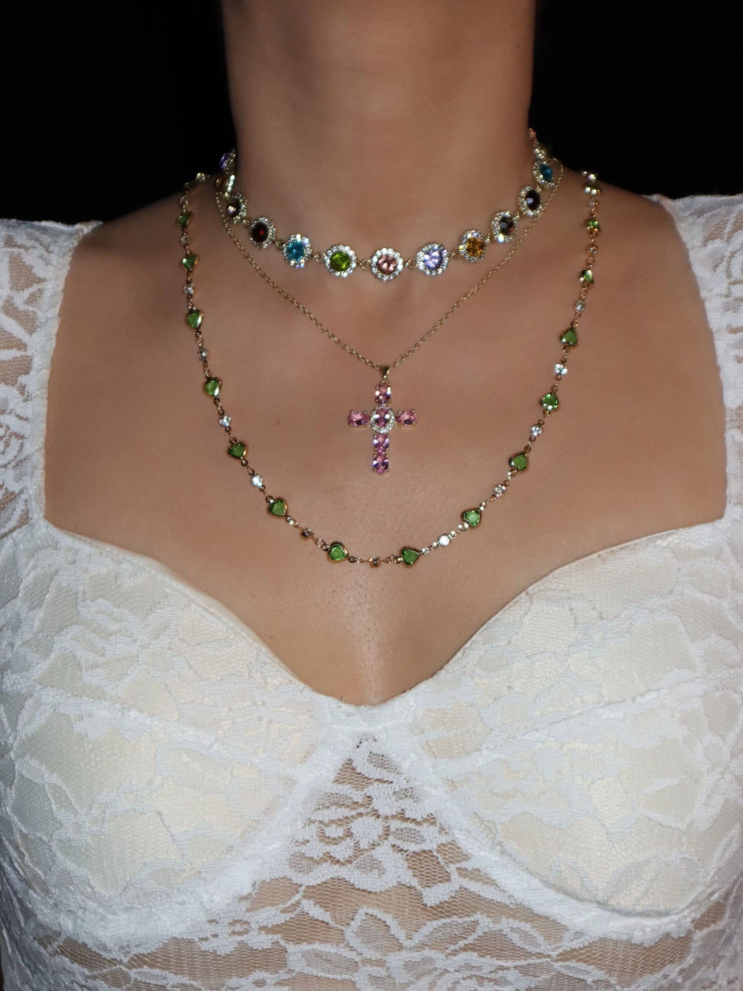 Margaret Green Hearts Chain Necklace
- Kuri Jewelry