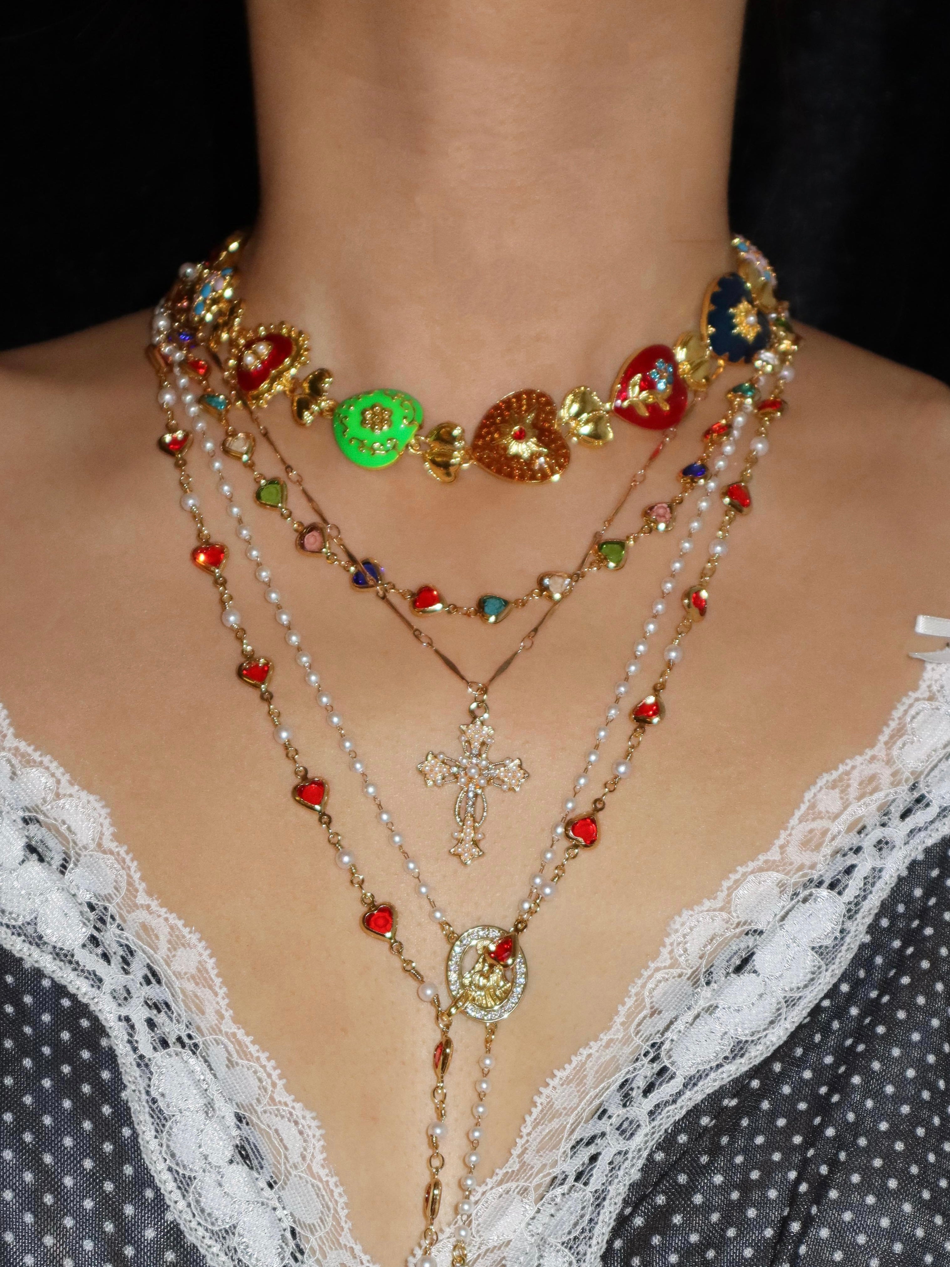 Margaret Colorful Hearts Necklace - Kuri Jewelry