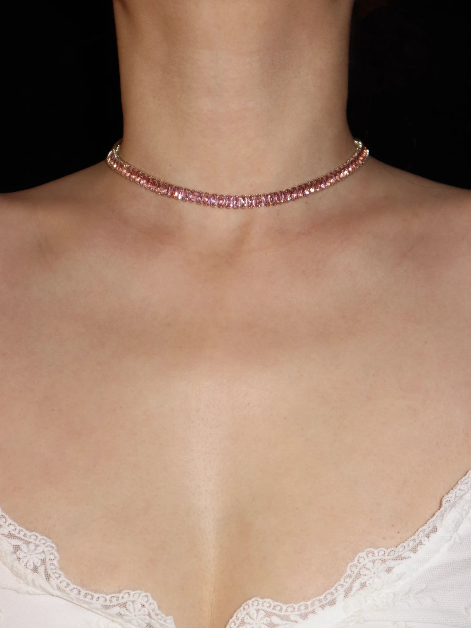 Josie Pink Golden Choker Necklace - Kuri Jewelry