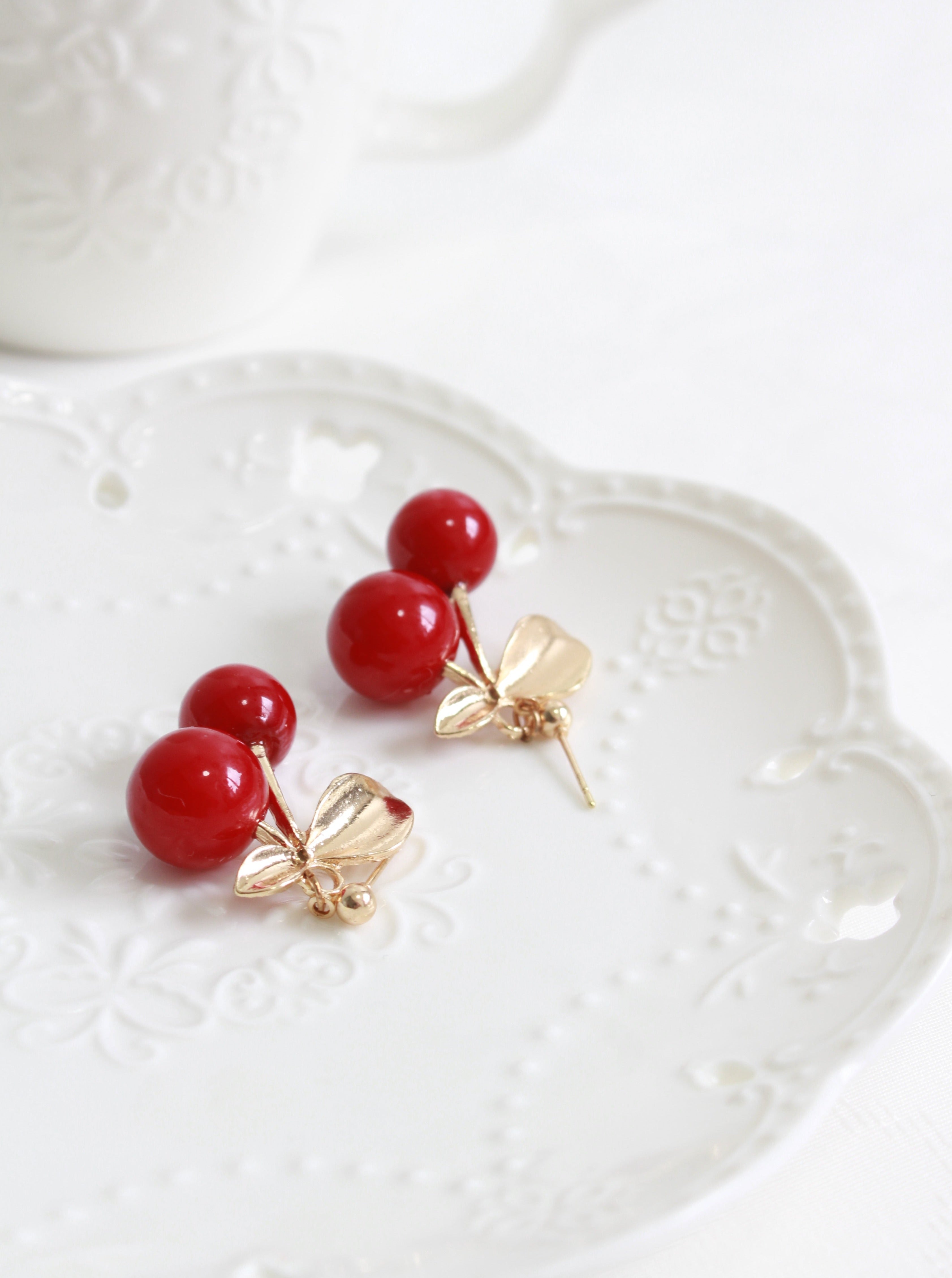 Lisa Golden Cherry Earrings - Kuri Jewelry