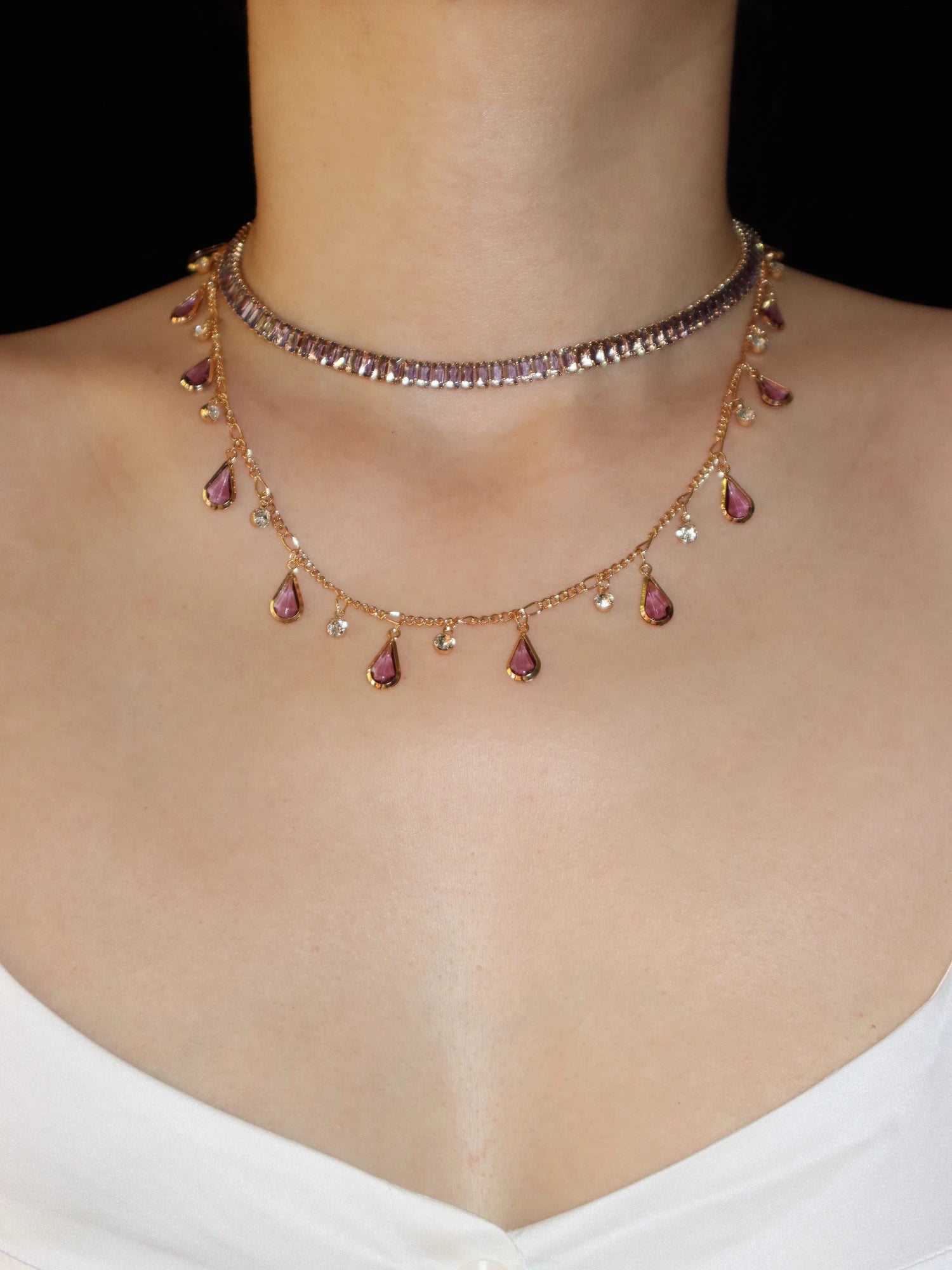 Josie Purple Golden Choker Necklace