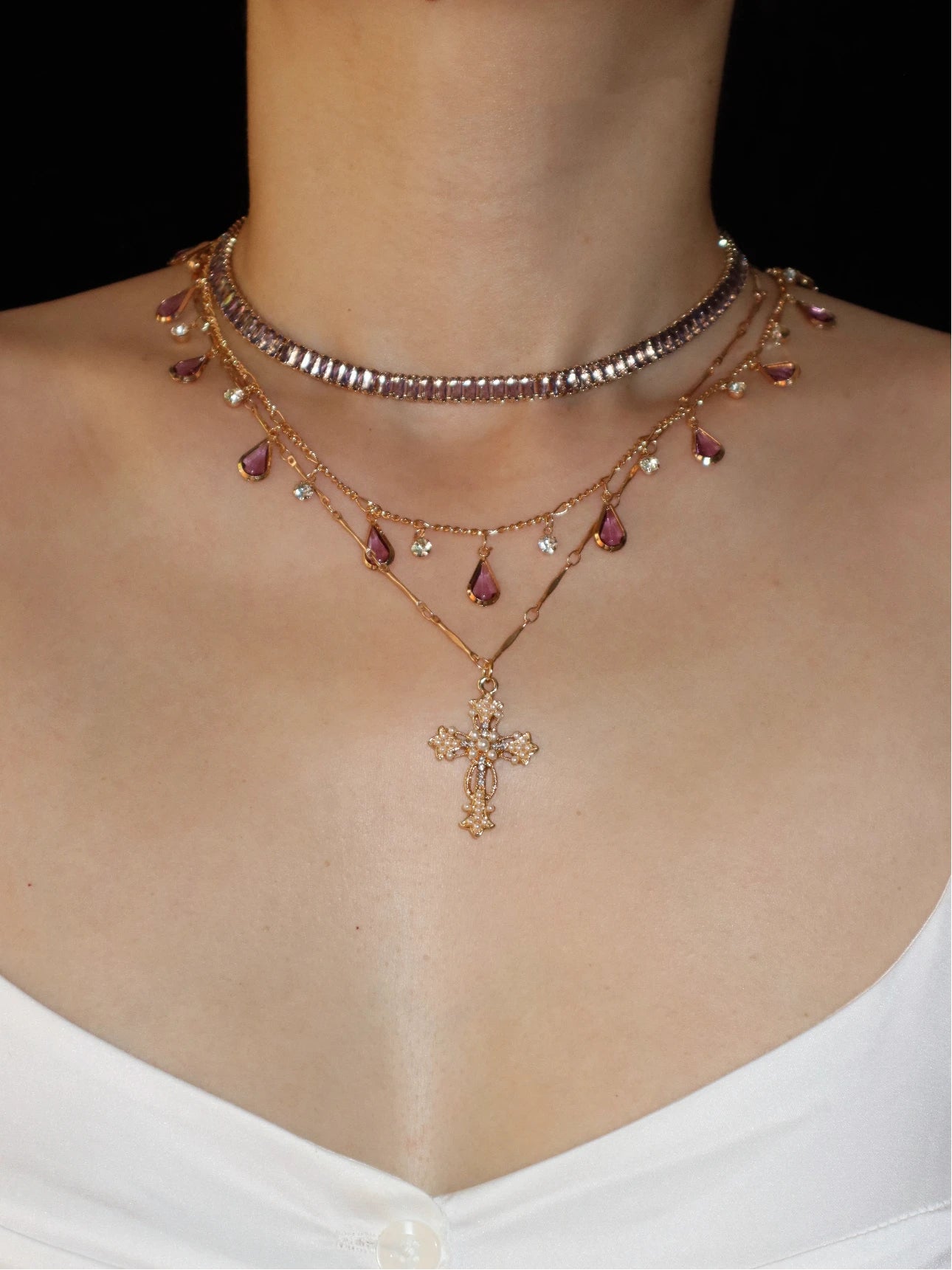 Josie Purple Golden Choker Necklace