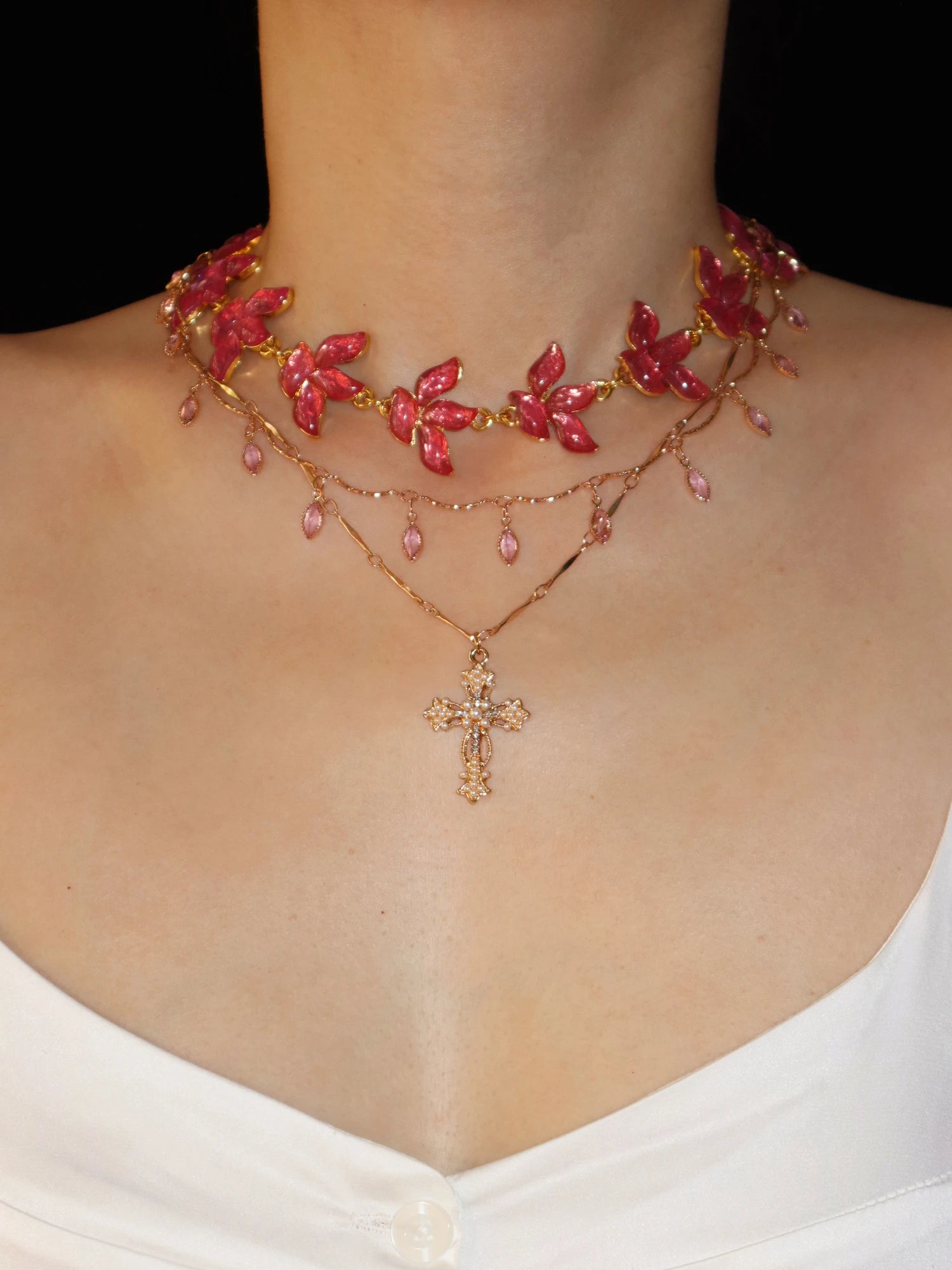 Alberta Horse Eye Pink Necklace - Kuri Jewelry