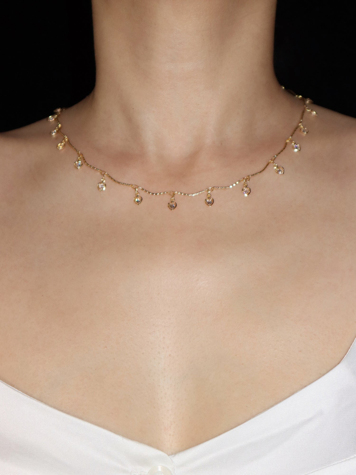 Alberta Hearts Golden Necklace - Kuri Jewelry