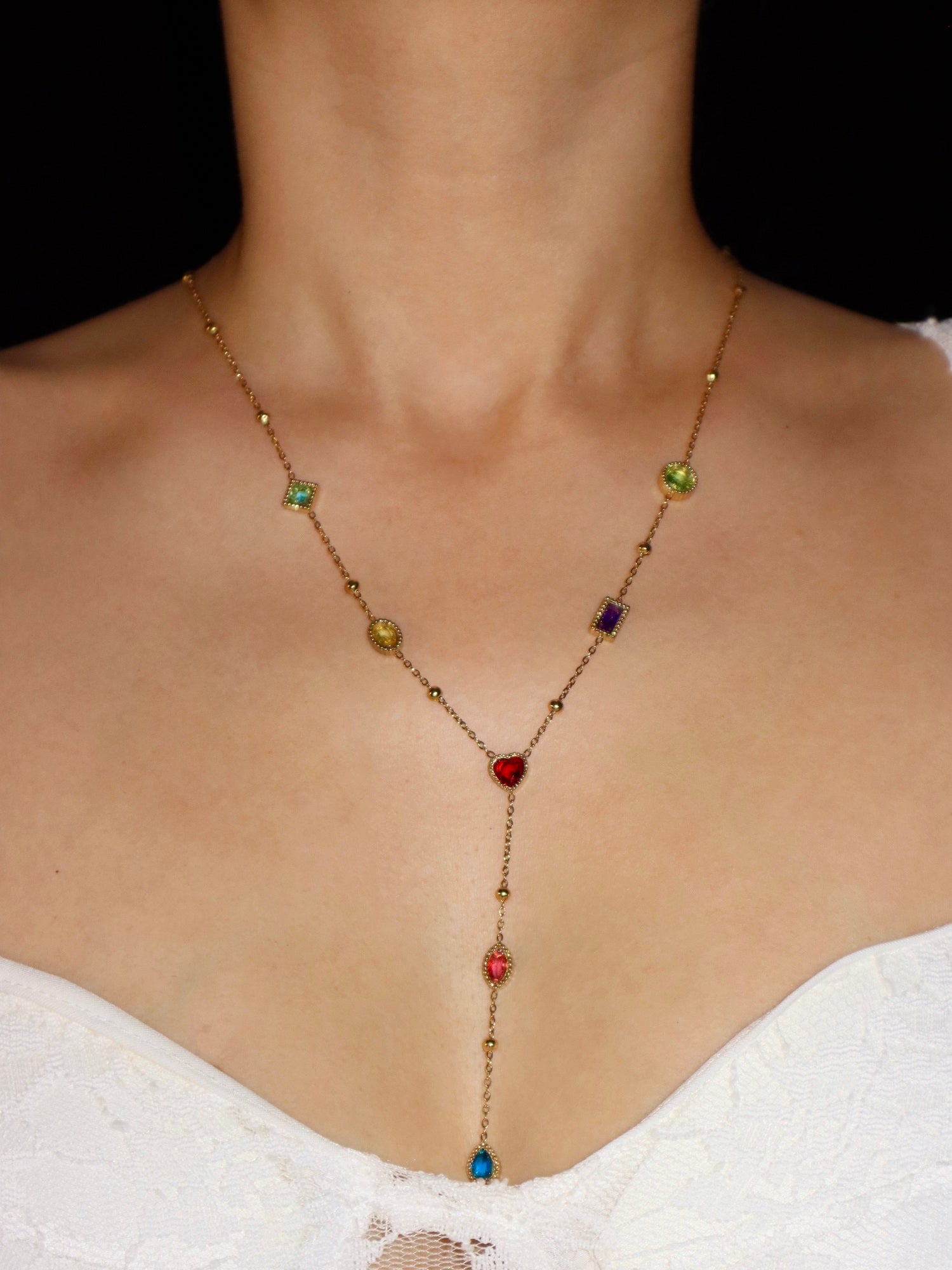 Rainbow Lariat Necklace