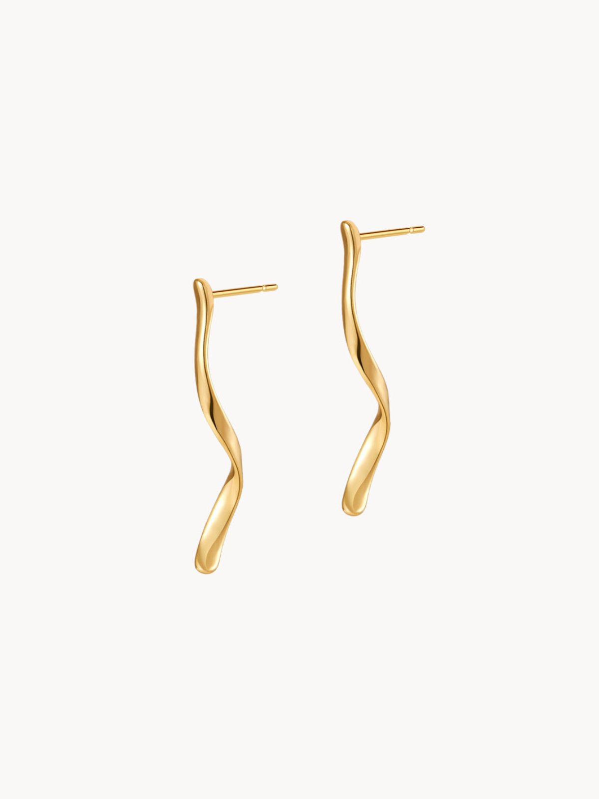 Irregular Curve Golden Stud Earrings - Kuri Jewelry