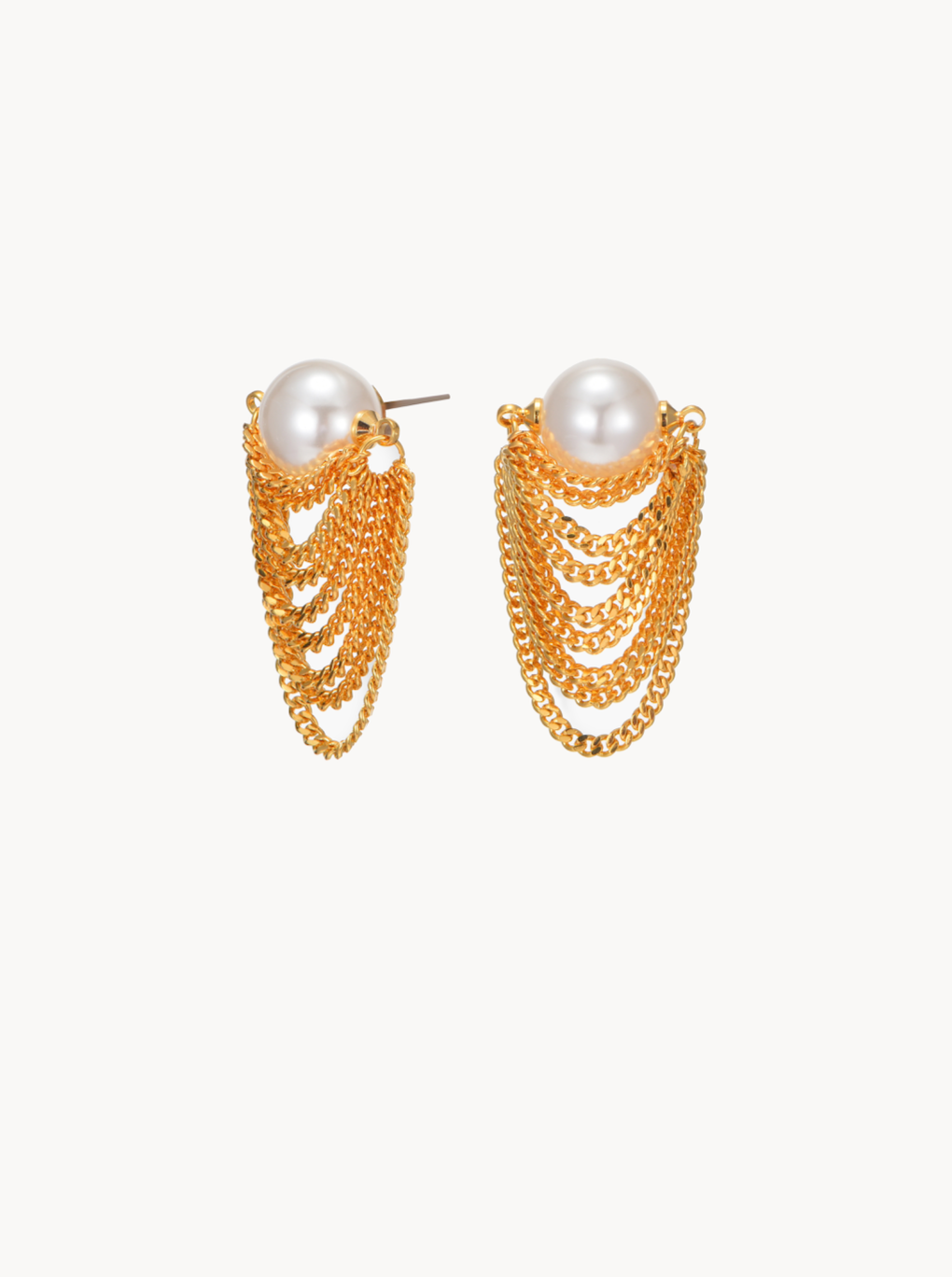Multi-layered Chain Pearl Earrings - Kuri Jewelry