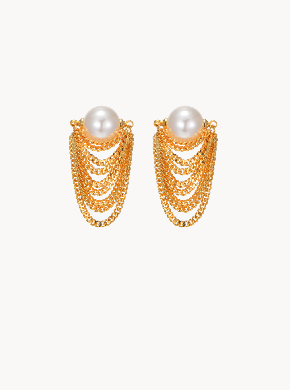 Multi-layered Chain Pearl Earrings - Kuri Jewelry
