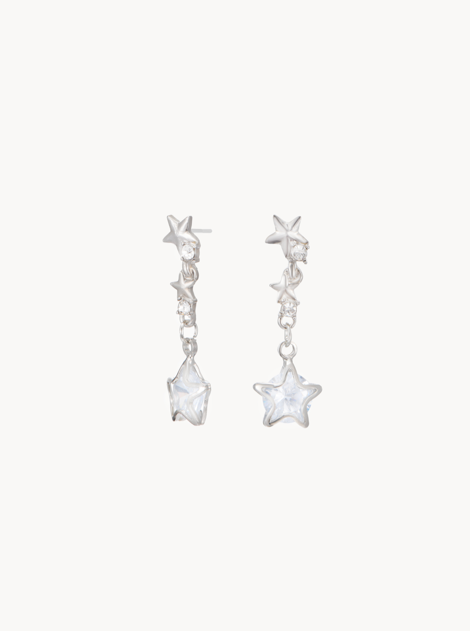 Nova Star Silver Drop Earrings - Kuri Jewelry