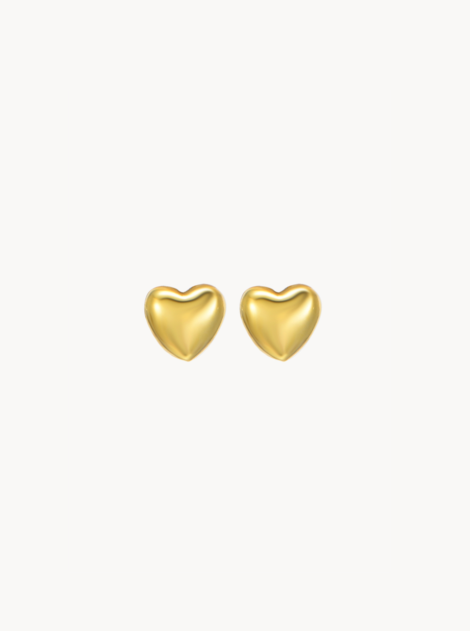 Petite Golden Heart Stud Earrings - Kuri Jewelry