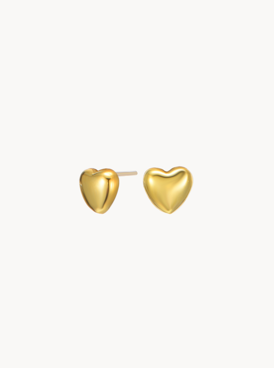 Petite Golden Heart Stud Earrings - Kuri Jewelry