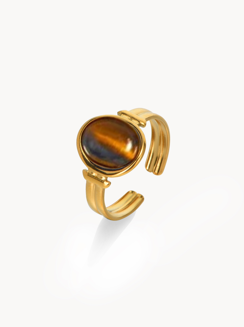 Tiger's Eye Golden Ring - Kuri Jewelry