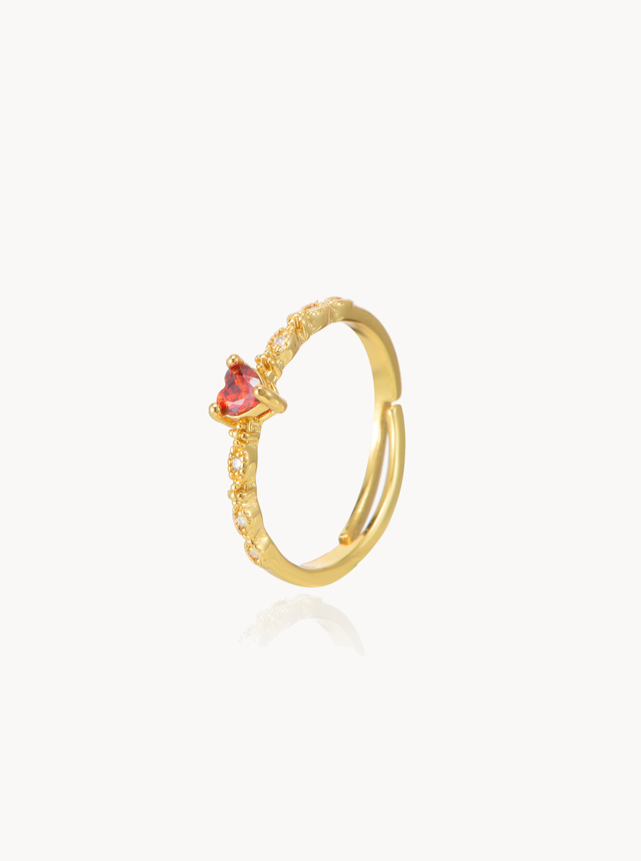 Ivy Red Heart Ring - Kuri Jewelry