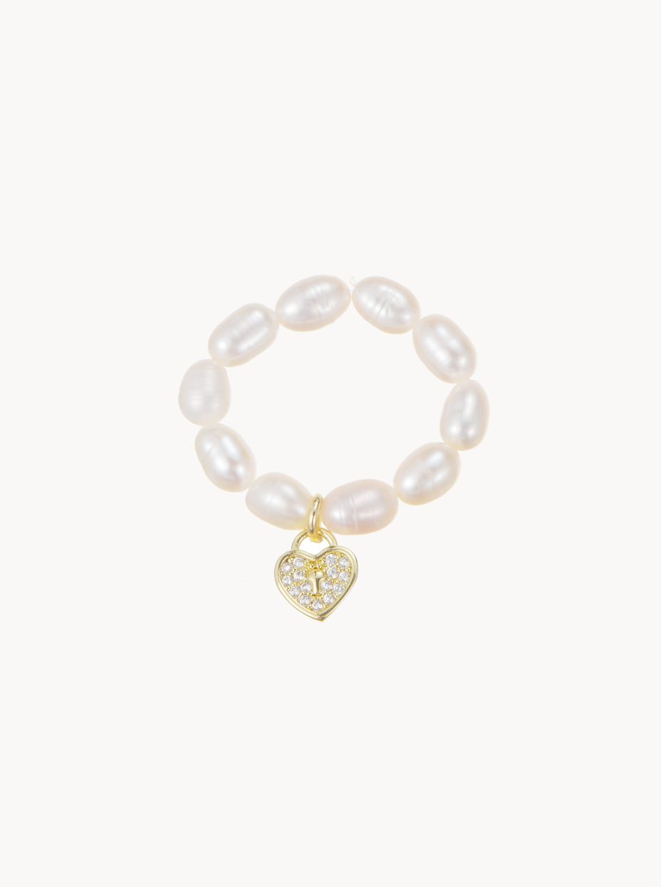 Ayla Heart Pearl Ring - Kuri Jewelry