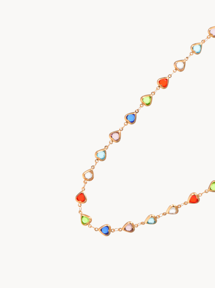 Margaret Colorful Hearts Necklace - Kuri Jewelry