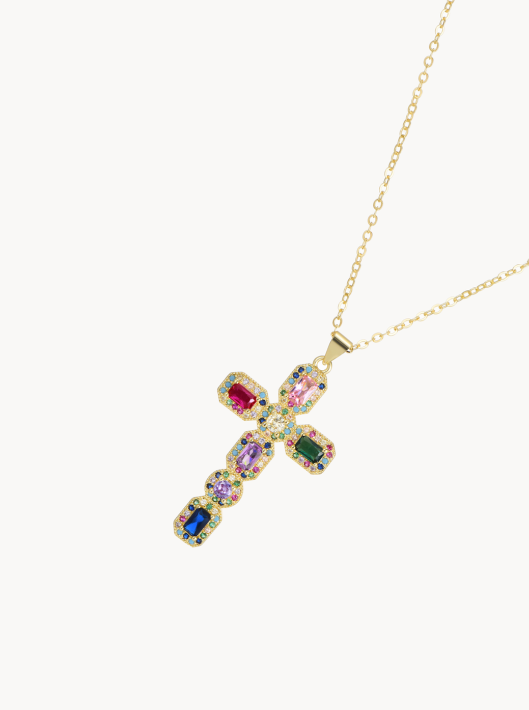 Coral Colorful Cross Necklace - Kuri Jewelry