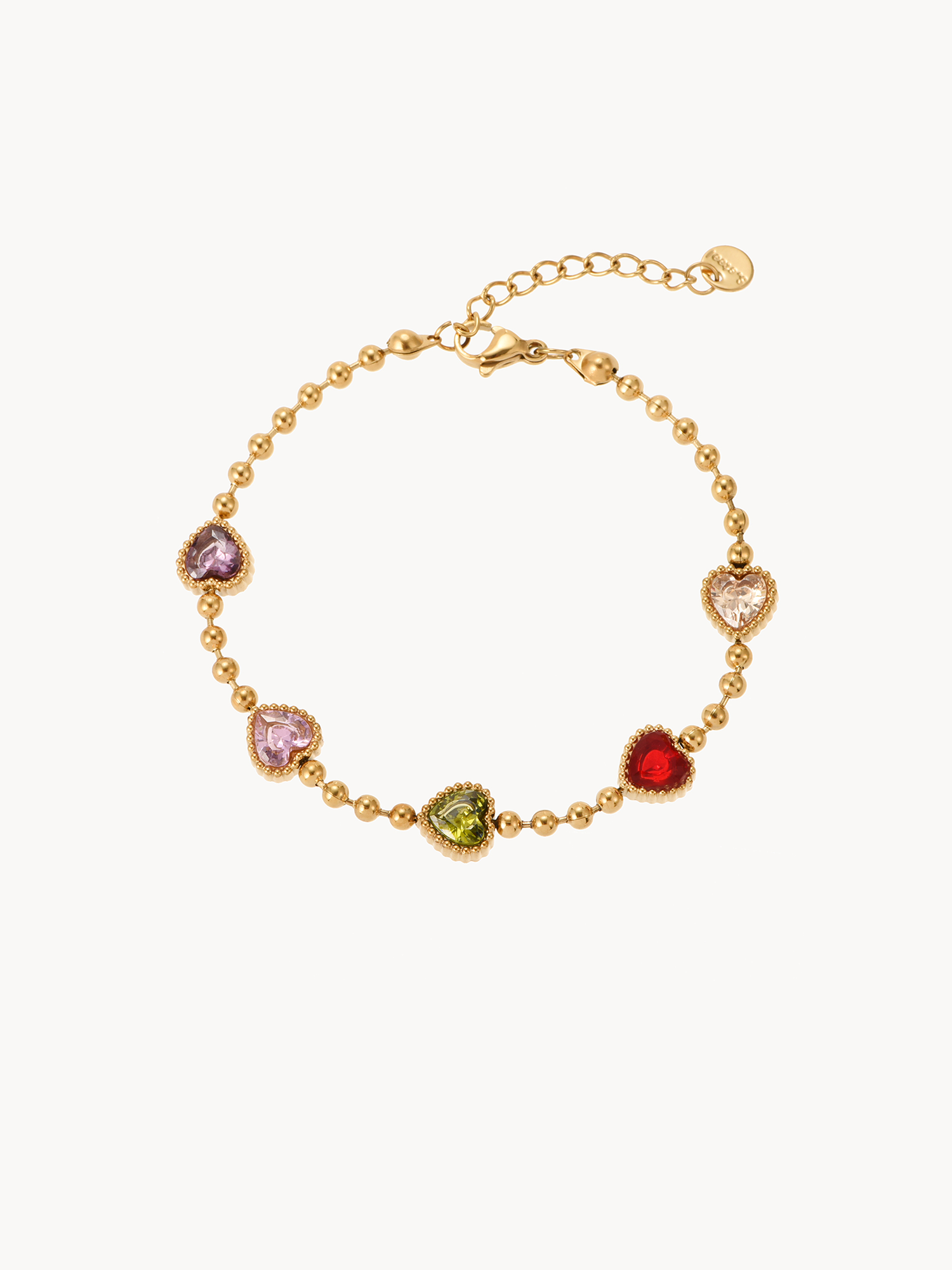 Lara Colored Hearts Ball Bracelet | Elegant Minimalist Jewelry – Kuri