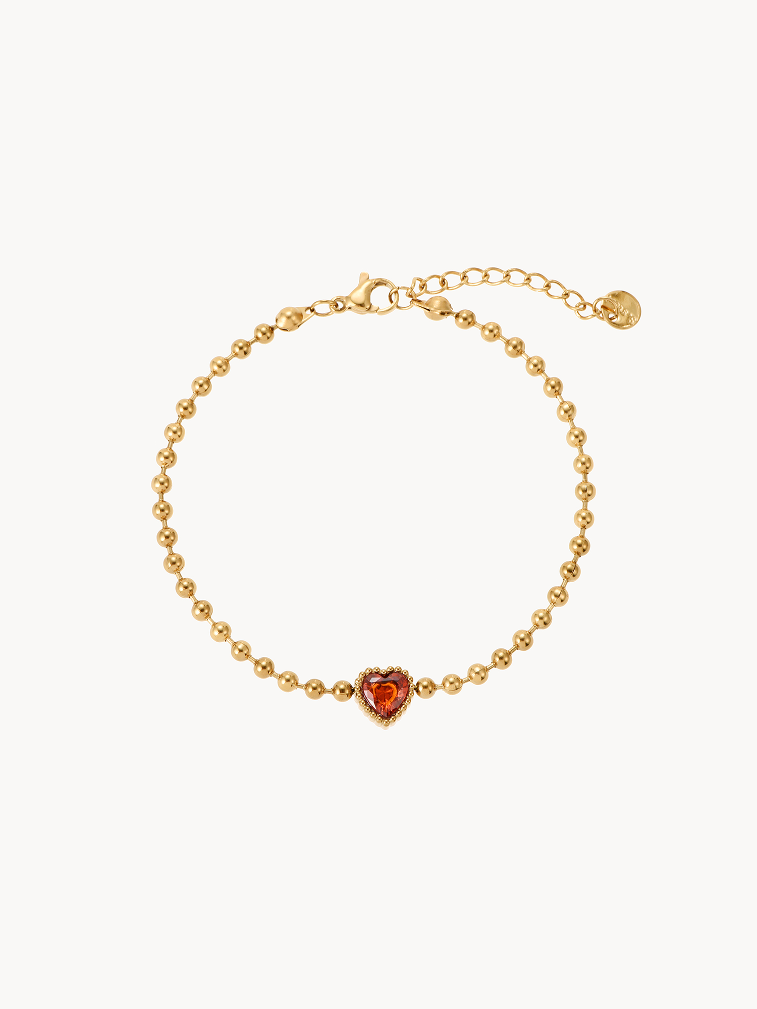 Lara Red Heart Ball Bracelet | Elegant Minimalist Jewelry – Kuri