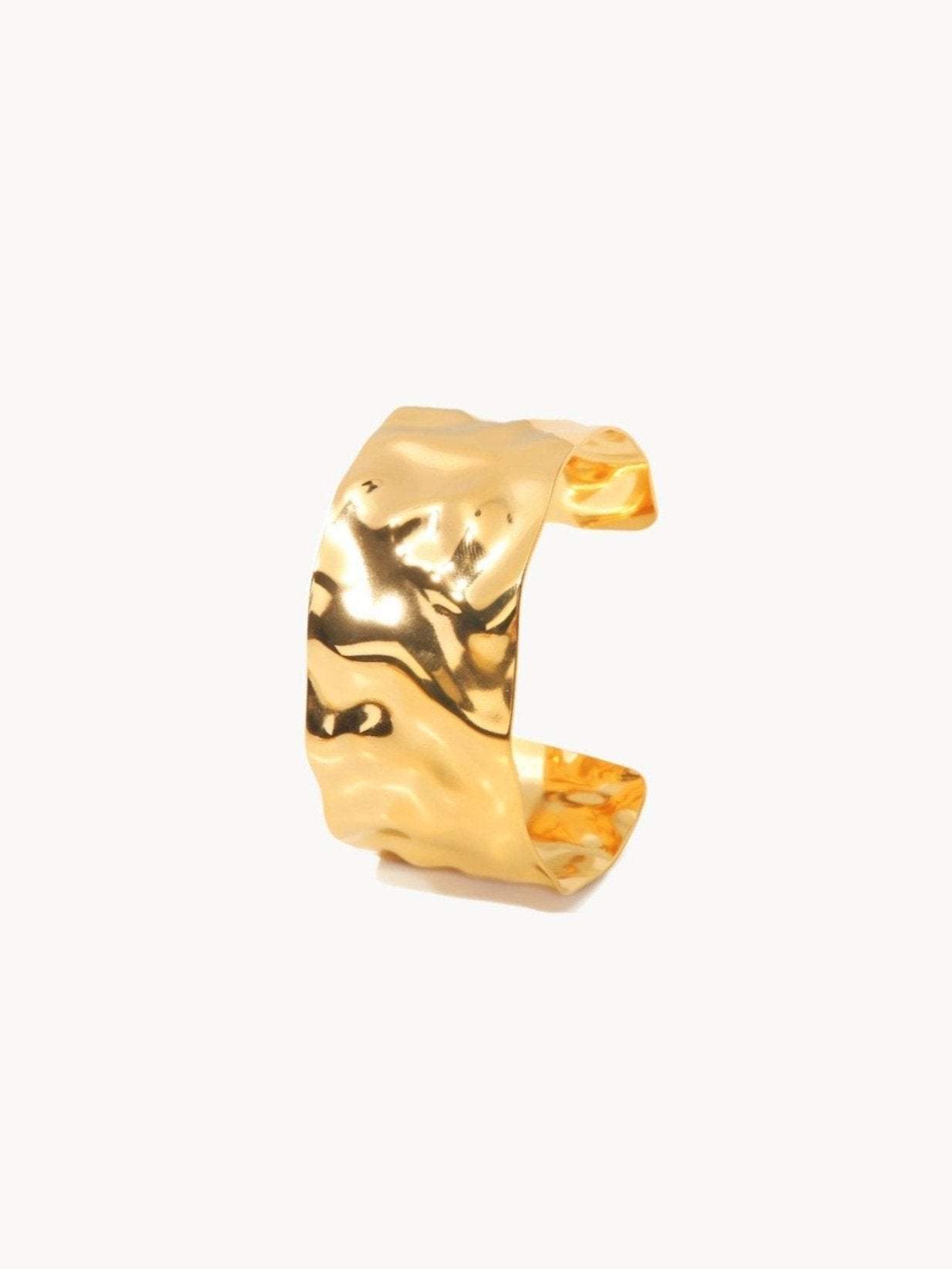 Chunky Wave Texture Golden Bracelet - Kuri Jewelry