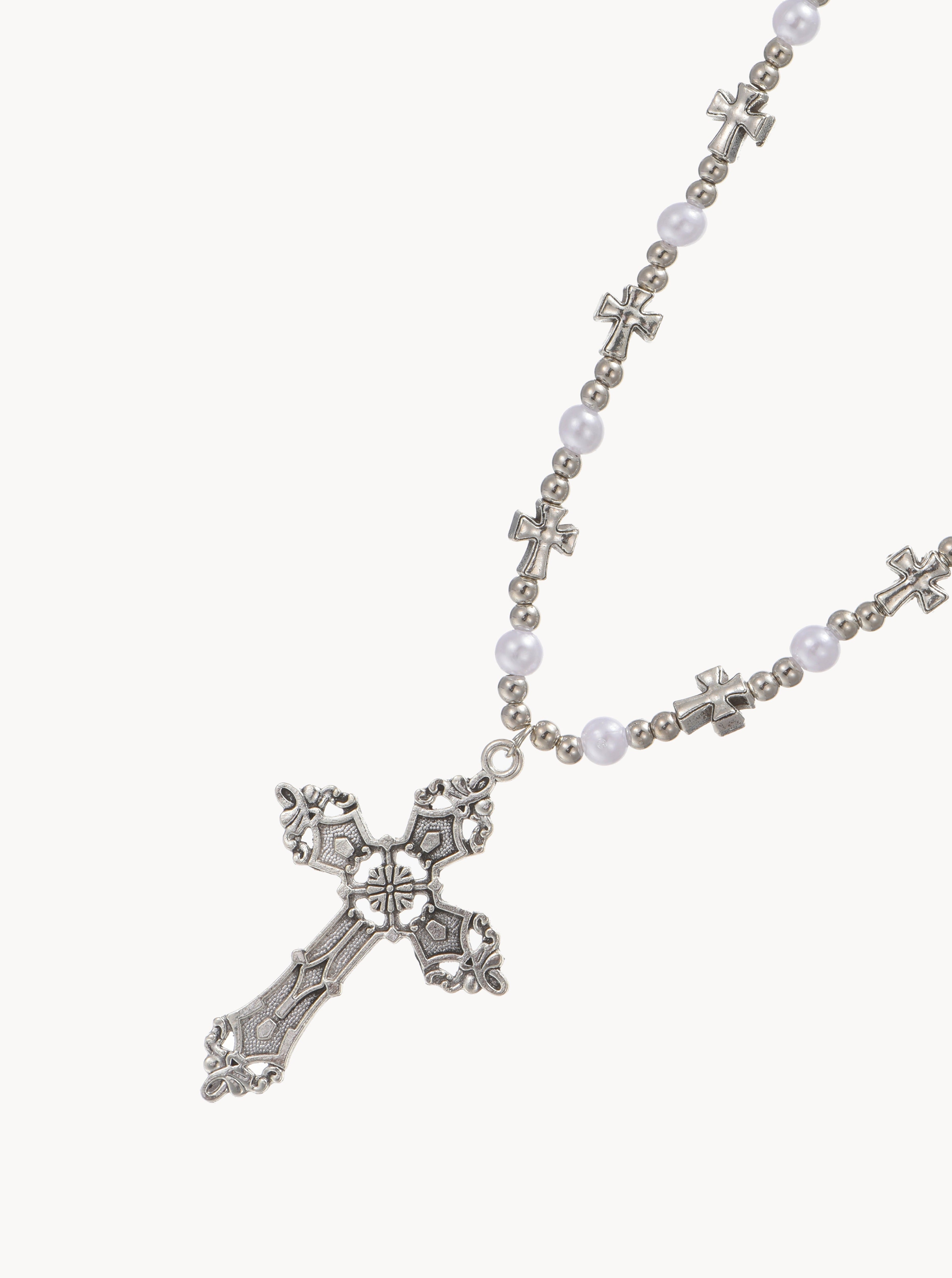 Gill Pearl Cross Necklace - Kuri Jewelry